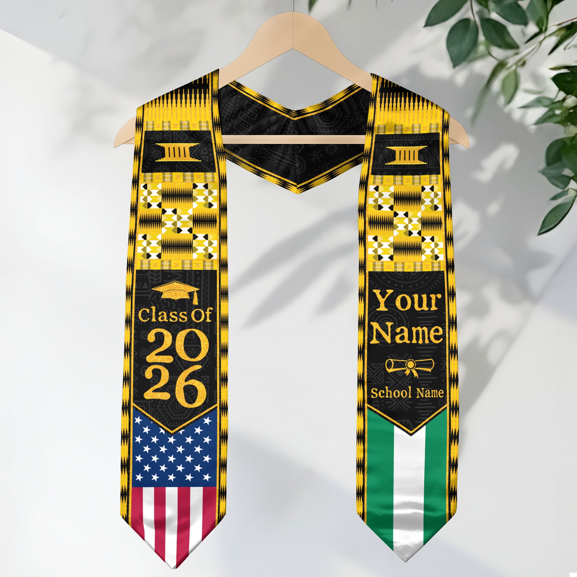 Customized Nigeria Graduation Stole with Patriotic Flag Color Design, Graduation Sash 2026