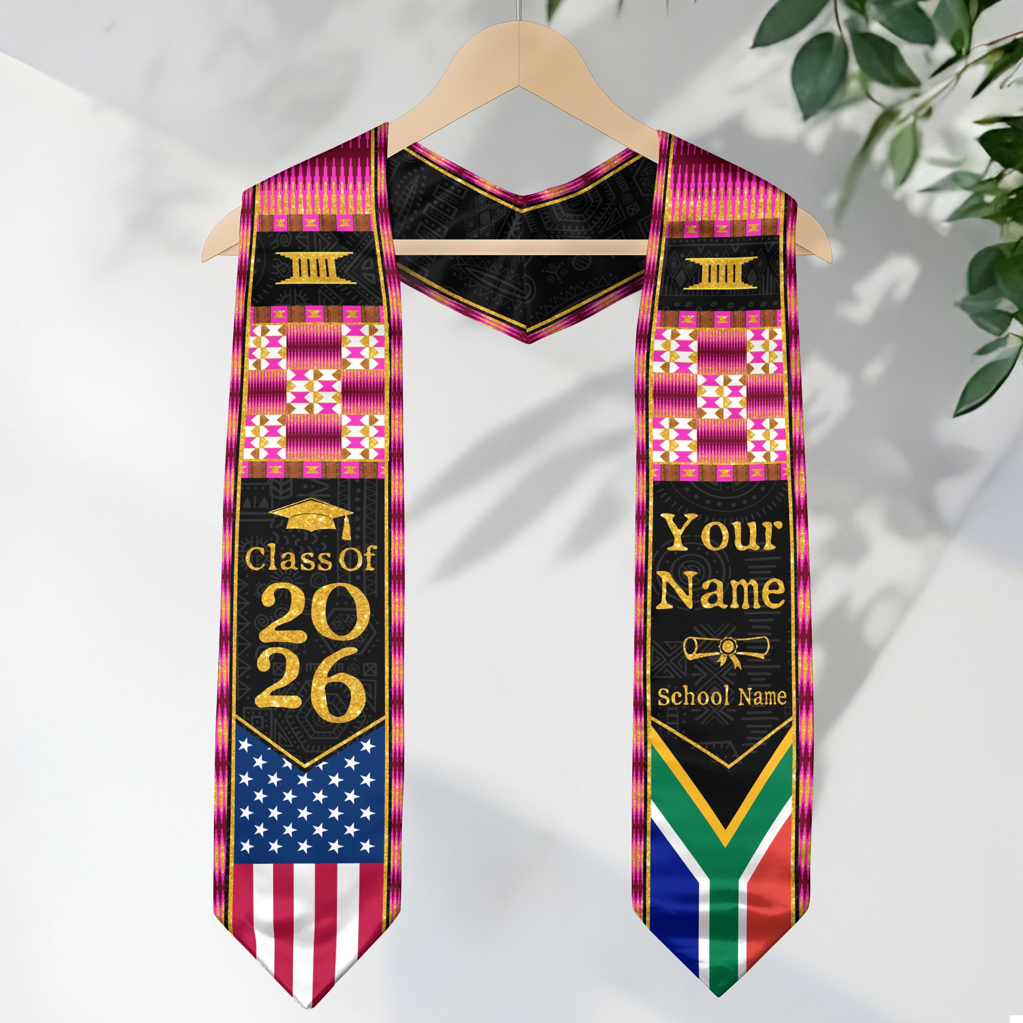 Customized South Africa Graduation Sash Showcasing Flag Pride Details, Ceremony Stole Class of 2026