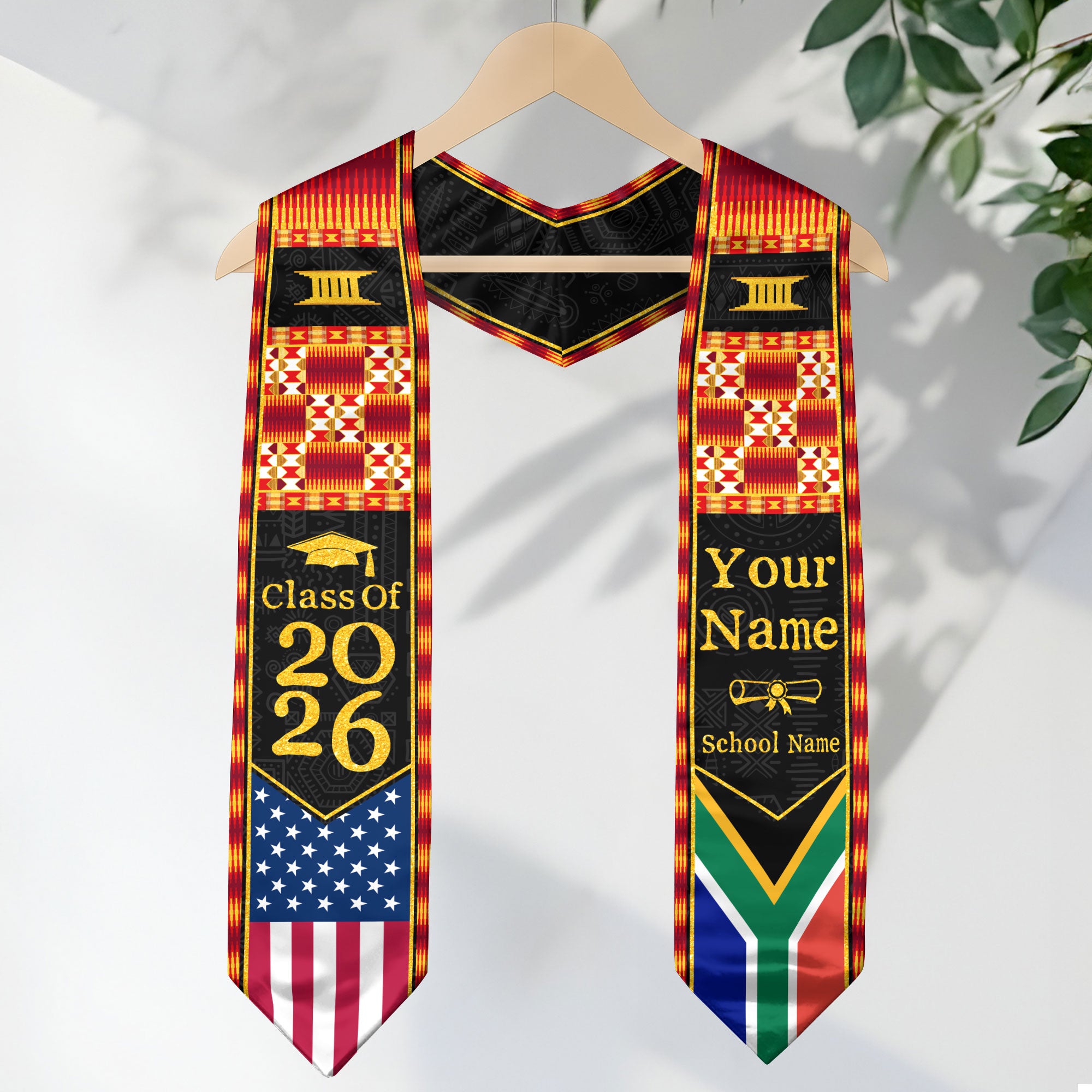 Customized South African Graduation Stole Inspired by National Flag Colors, Graduation Sash 2026
