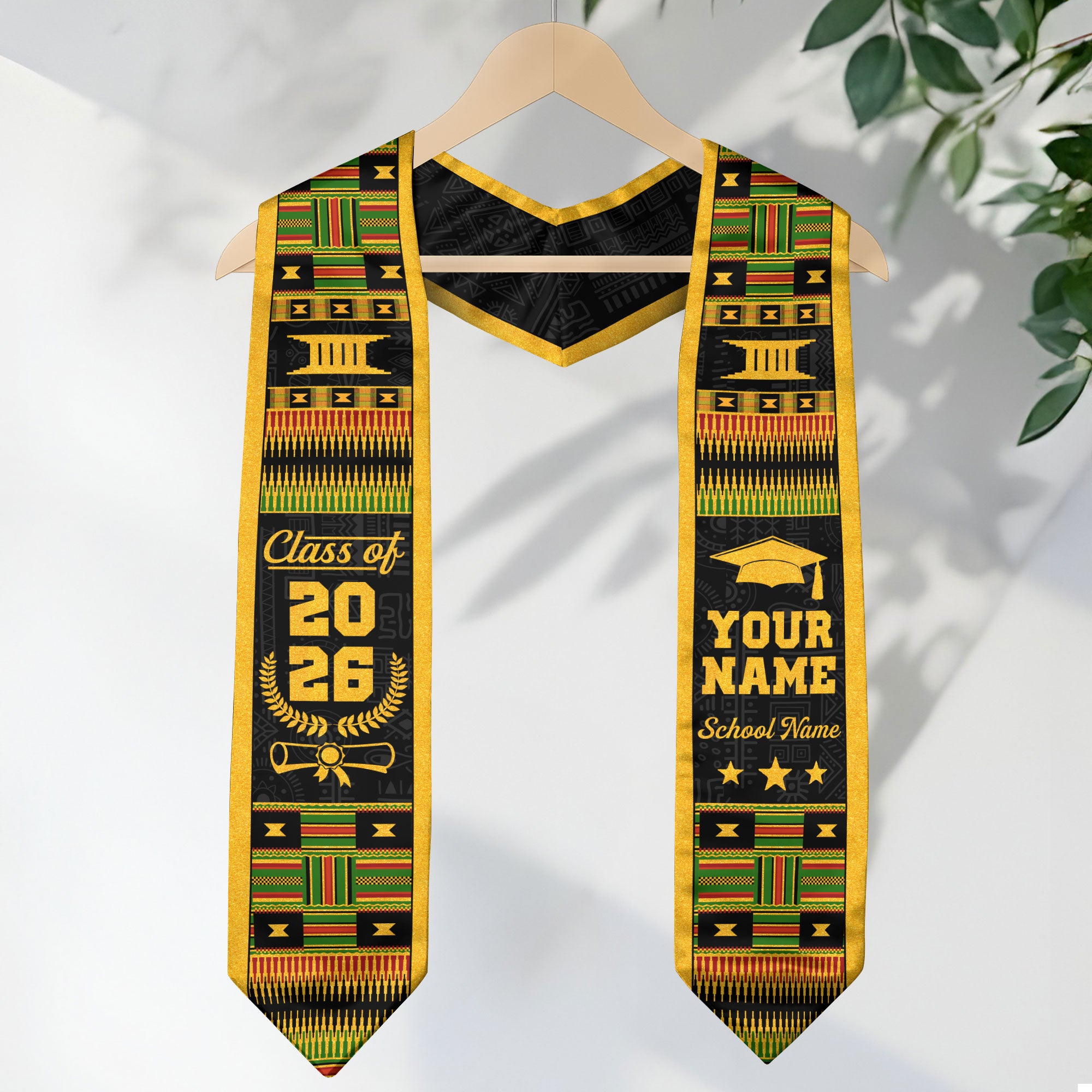 Class of 2026 Africa Graduation Sash, African Flag Stole, Custom-Ready Graduation Style