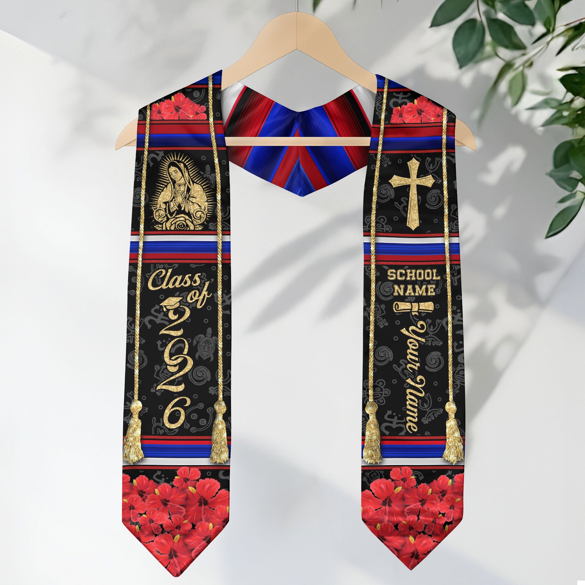 Puerto Rico Graduation Stole 2026, Puerto Rican Flag Sash, Custom Trim for Class of 2026