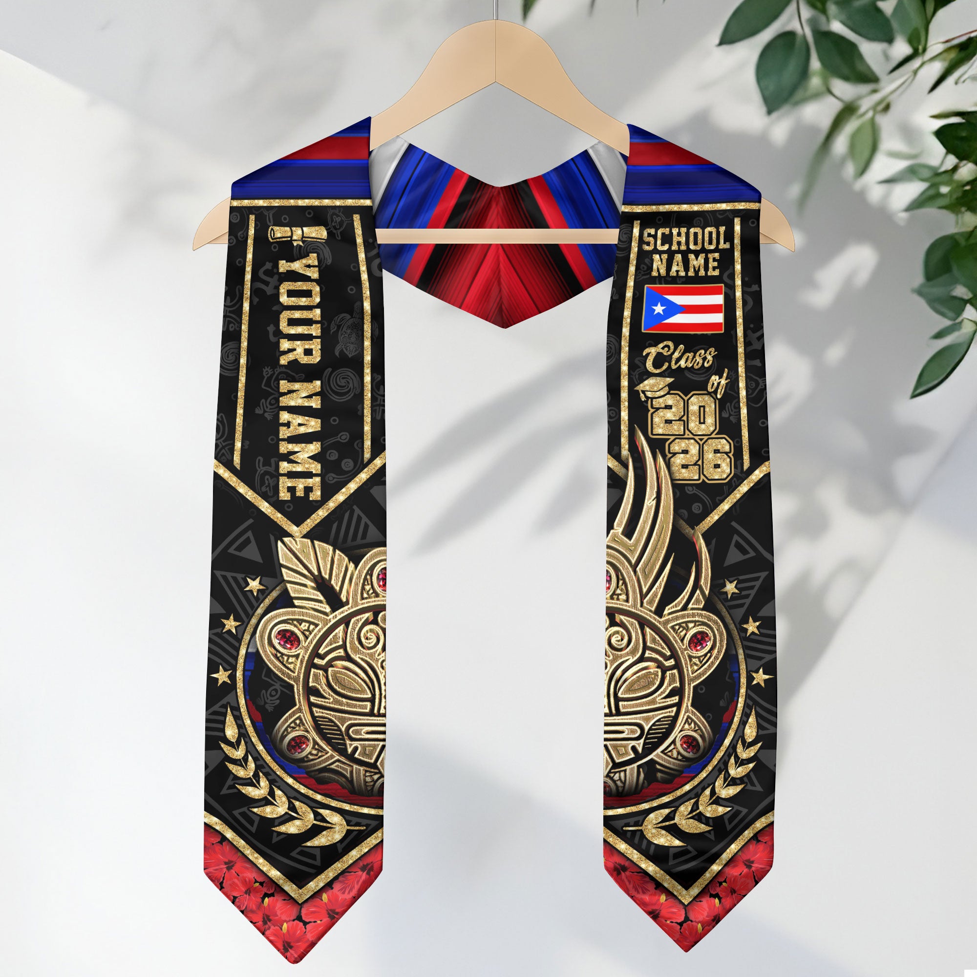 Puerto Rican Flag Graduation Sash 2026, Puerto Rico Stole Sash, Custom Accent for 2026