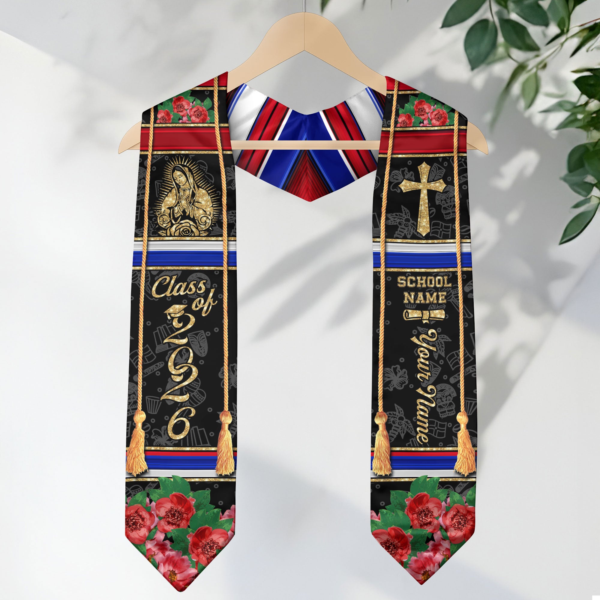 Customized Dominican Republic Graduation Stole, Dominican Flag Stole for Class of 2026 Ceremony