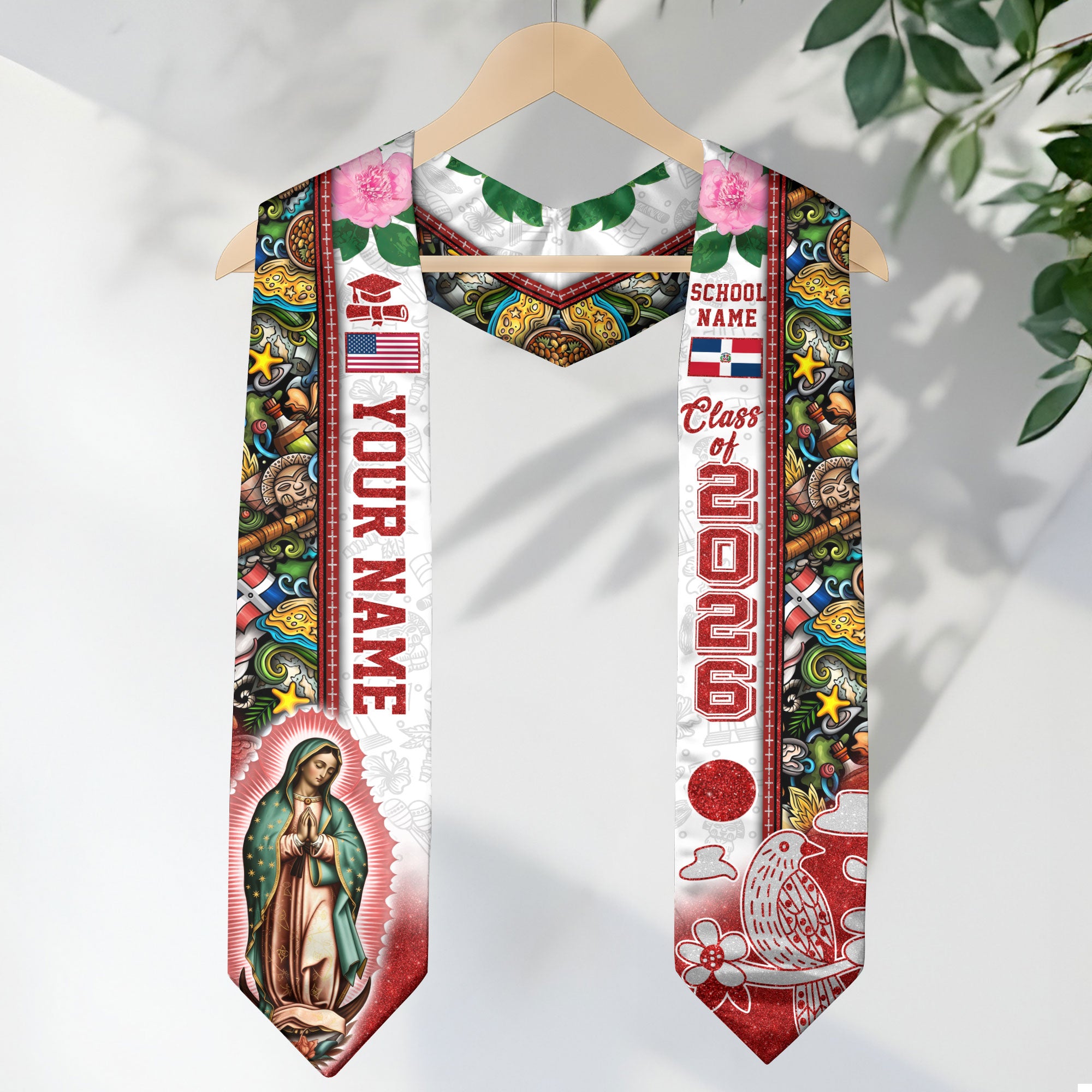 Dominican Graduation Stole 2026, Dominican Flag Sash, Custom Trim Option for Class of 2026