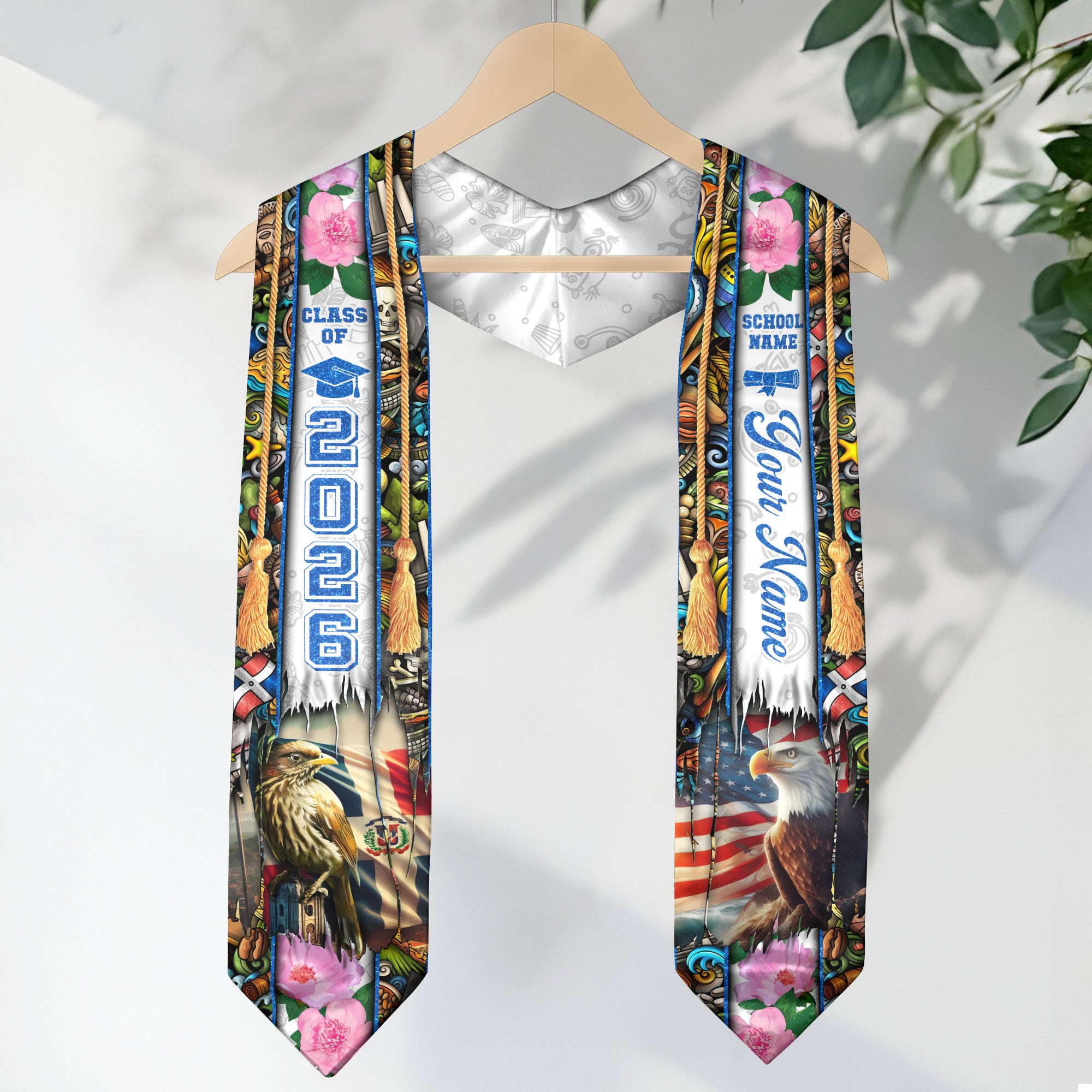 Dominican Graduation Sash 2026, Dominican Flag Graduation Stole, Custom Accent for 2026