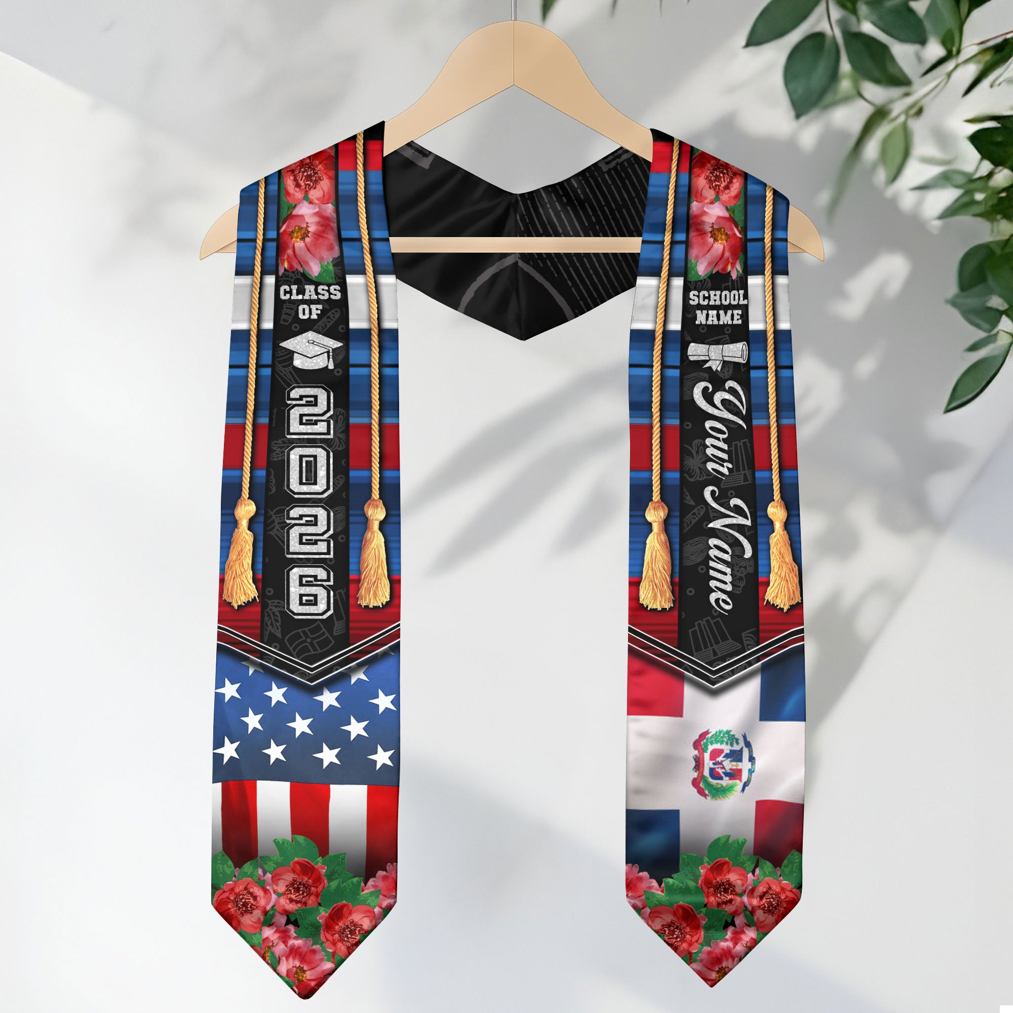 Dominican Flag Graduation Stole 2026, Dominican Stole Sash, Custom Finish for Graduates