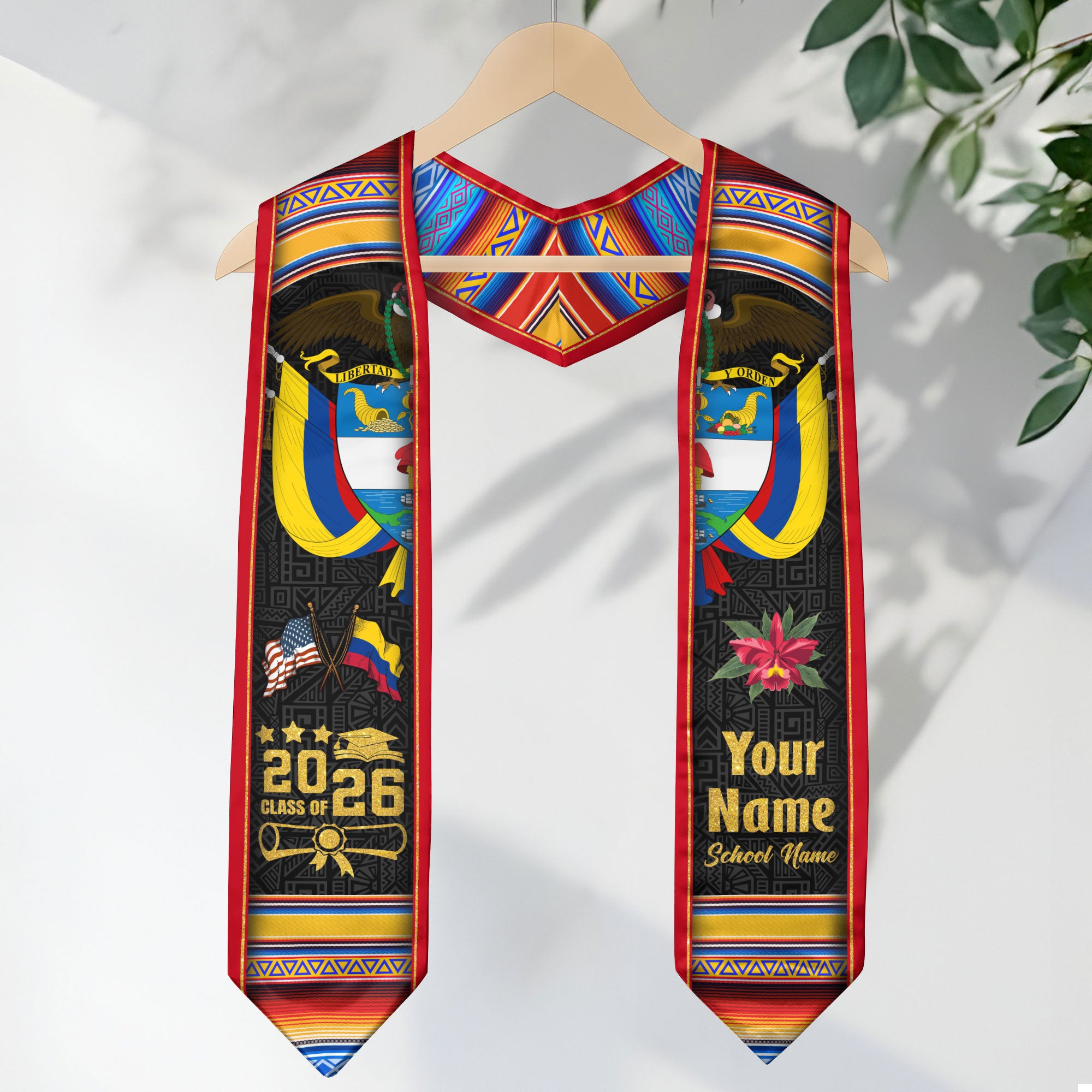 Colombia Graduation Stole 2026, Colombian Flag Sash, Personalized Gift for Grads