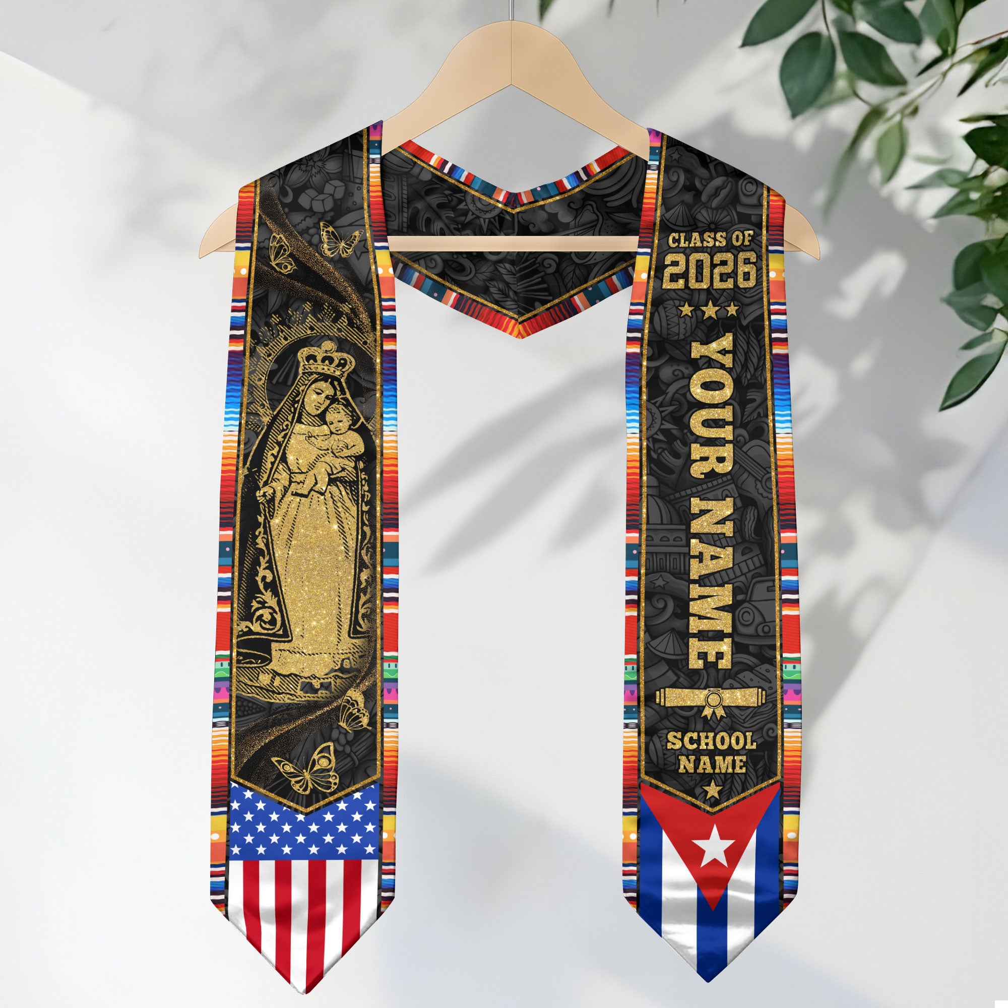 Cuban Flag Graduation Sash 2026, Cuba Graduation Stole, Bespoke Touch for Grads 2026