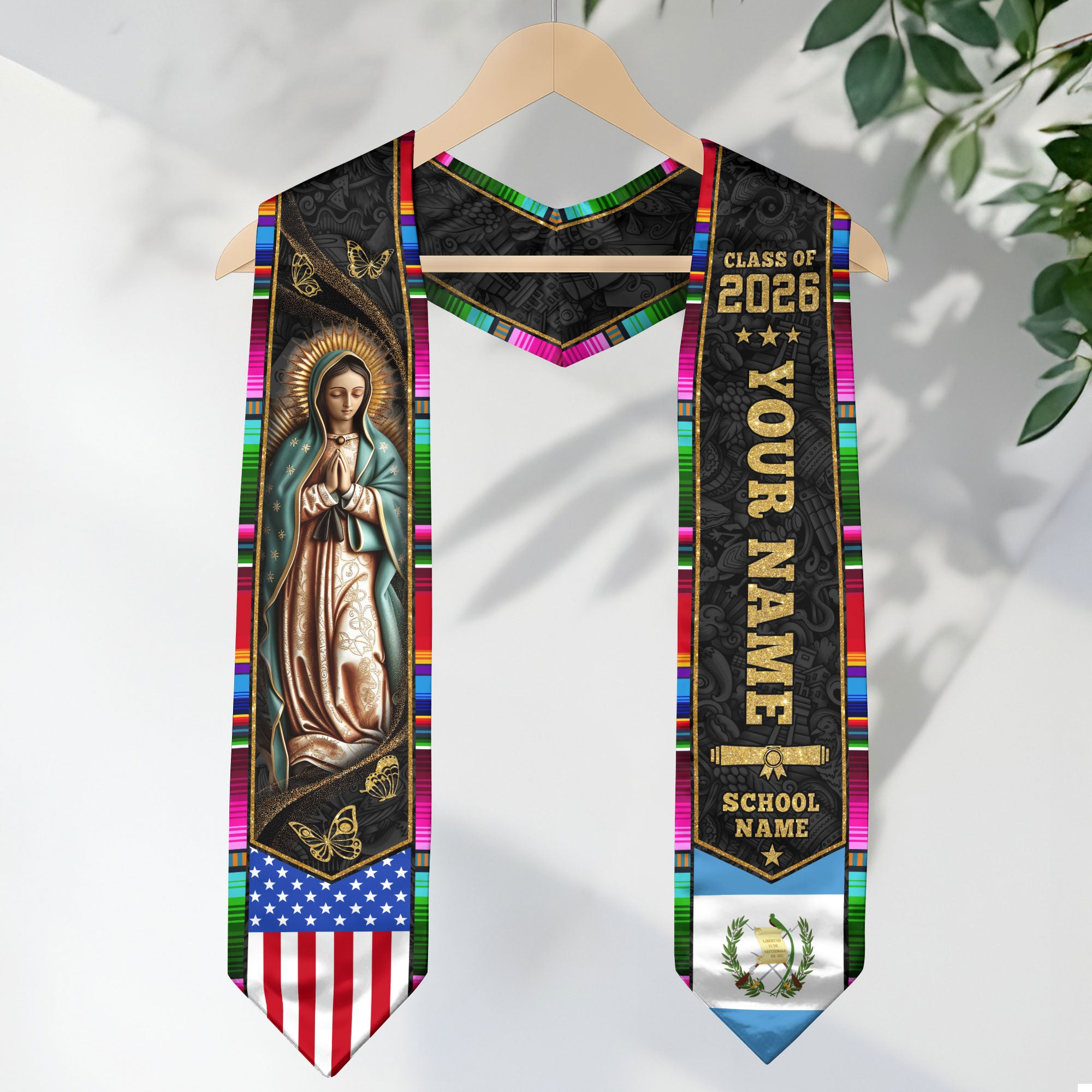 Guatemalan Flag Graduation Sash 2026, Guatemala Grad Stole, Custom Accent Detail