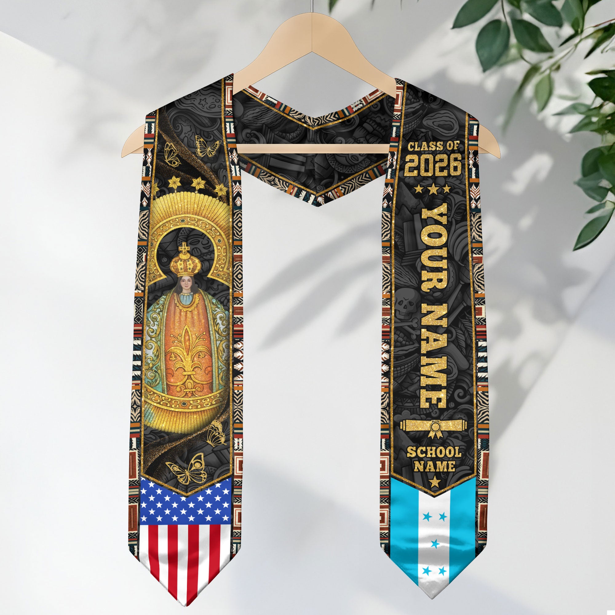 Honduran Flag Graduation Sash 2026, Honduras Graduation Stole, Bespoke Touch for Grads