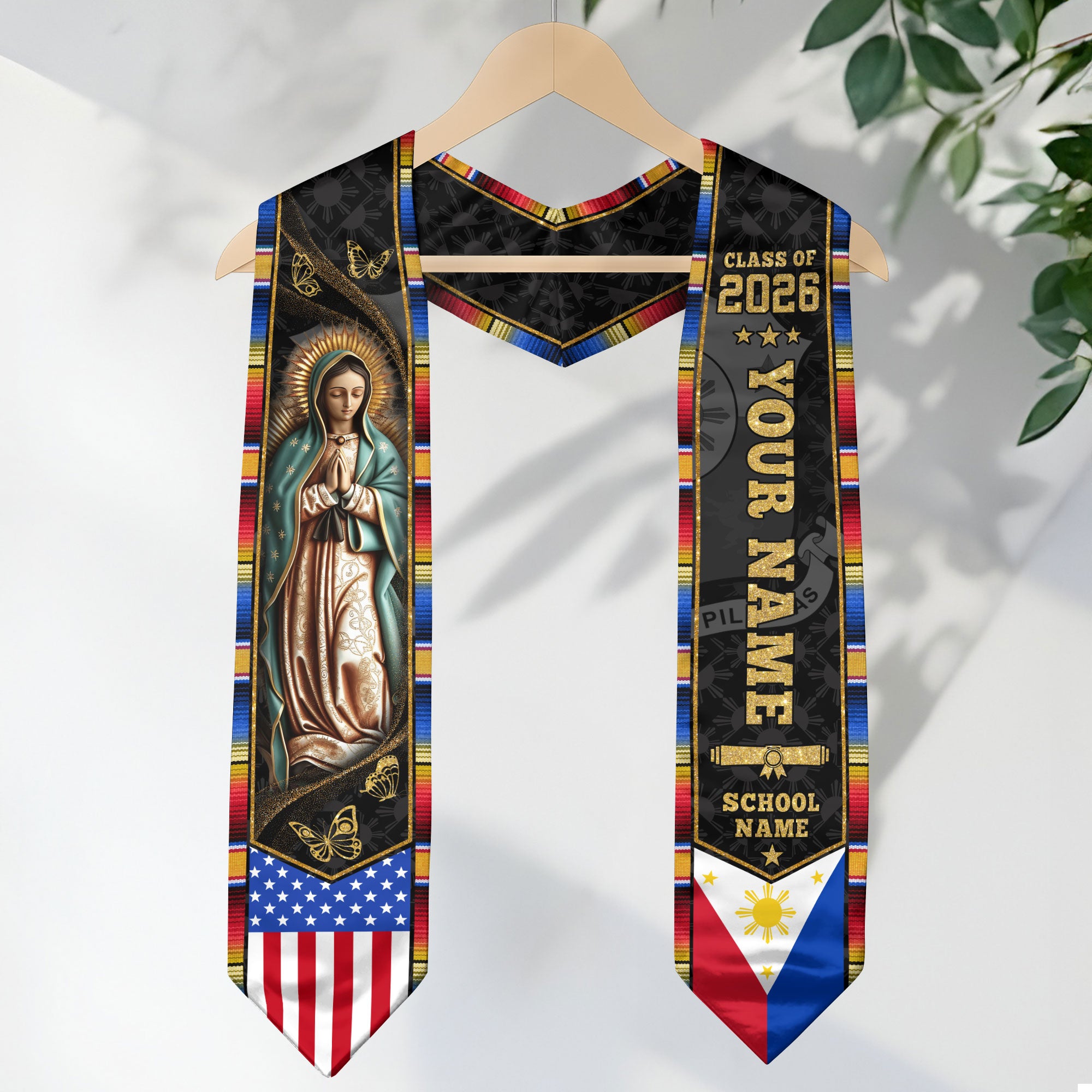 Filipino Flag Graduation Sash 2026, Philippines Graduation Stole, Bespoke Touch for Grads