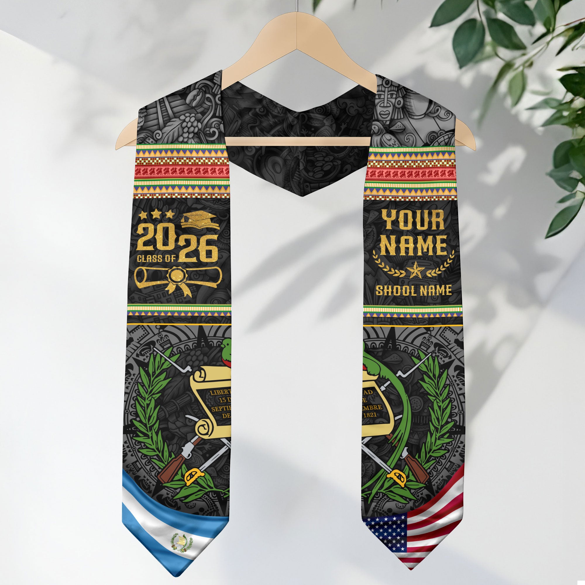 Guatemala Graduation Sash 2026, Guatemalan Flag Graduation Stole, Custom Finish Grads