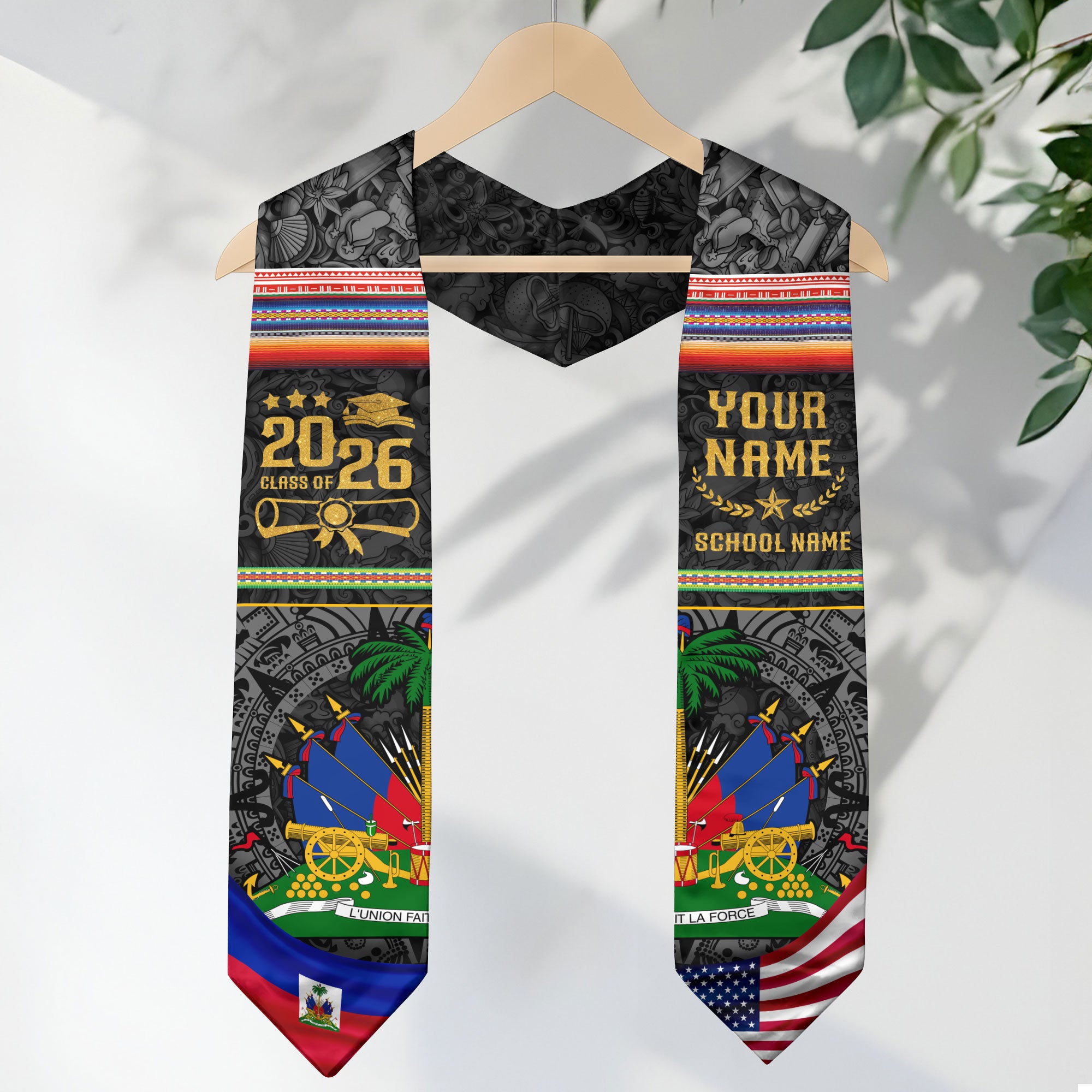 Haiti Flag Graduation Stole 2026, Haitian Grad Sash, Signature Finish for 2026 Grads
