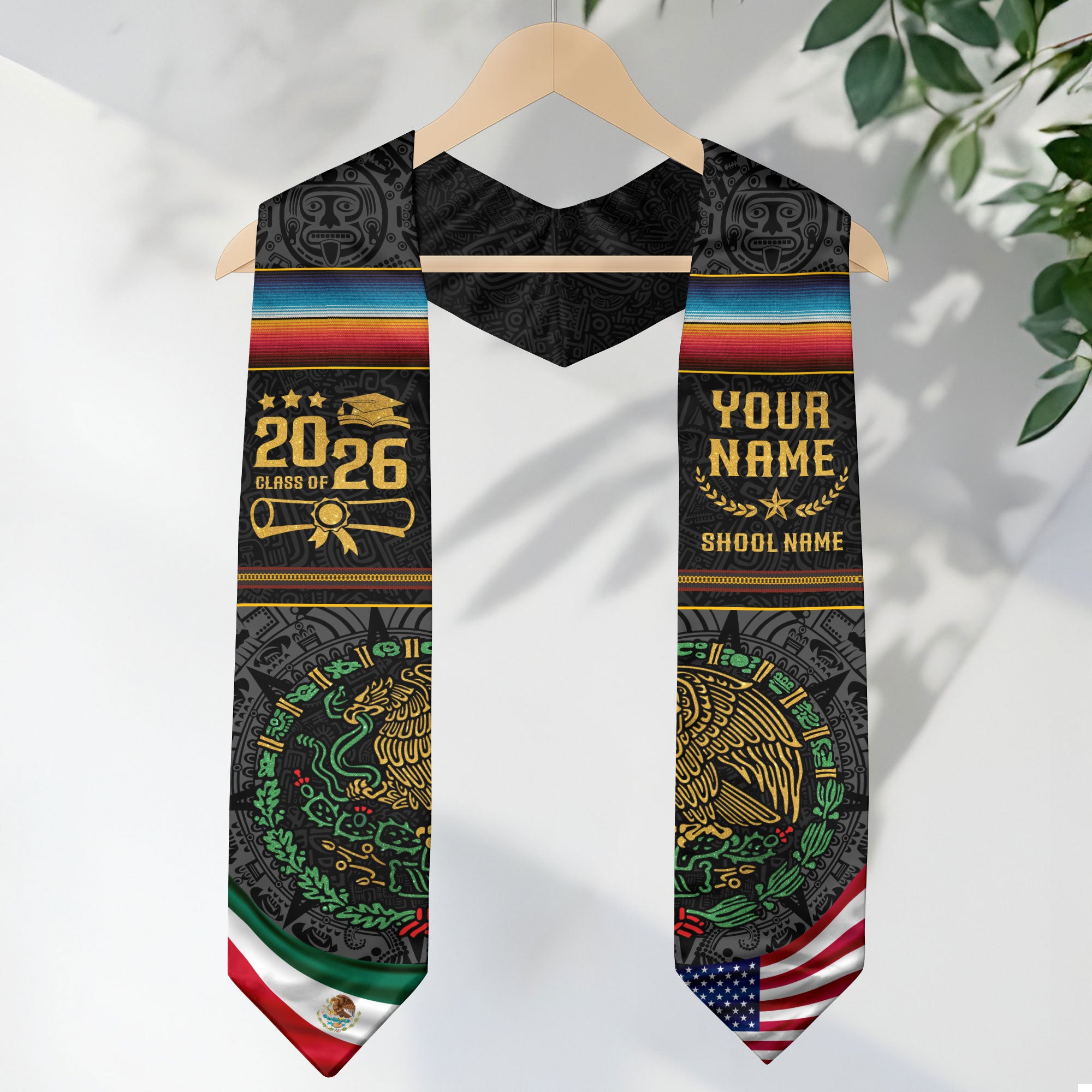 Mexico Graduation Stole 2026, Mexican American Flag Sash, Mexican Stole for Graduation