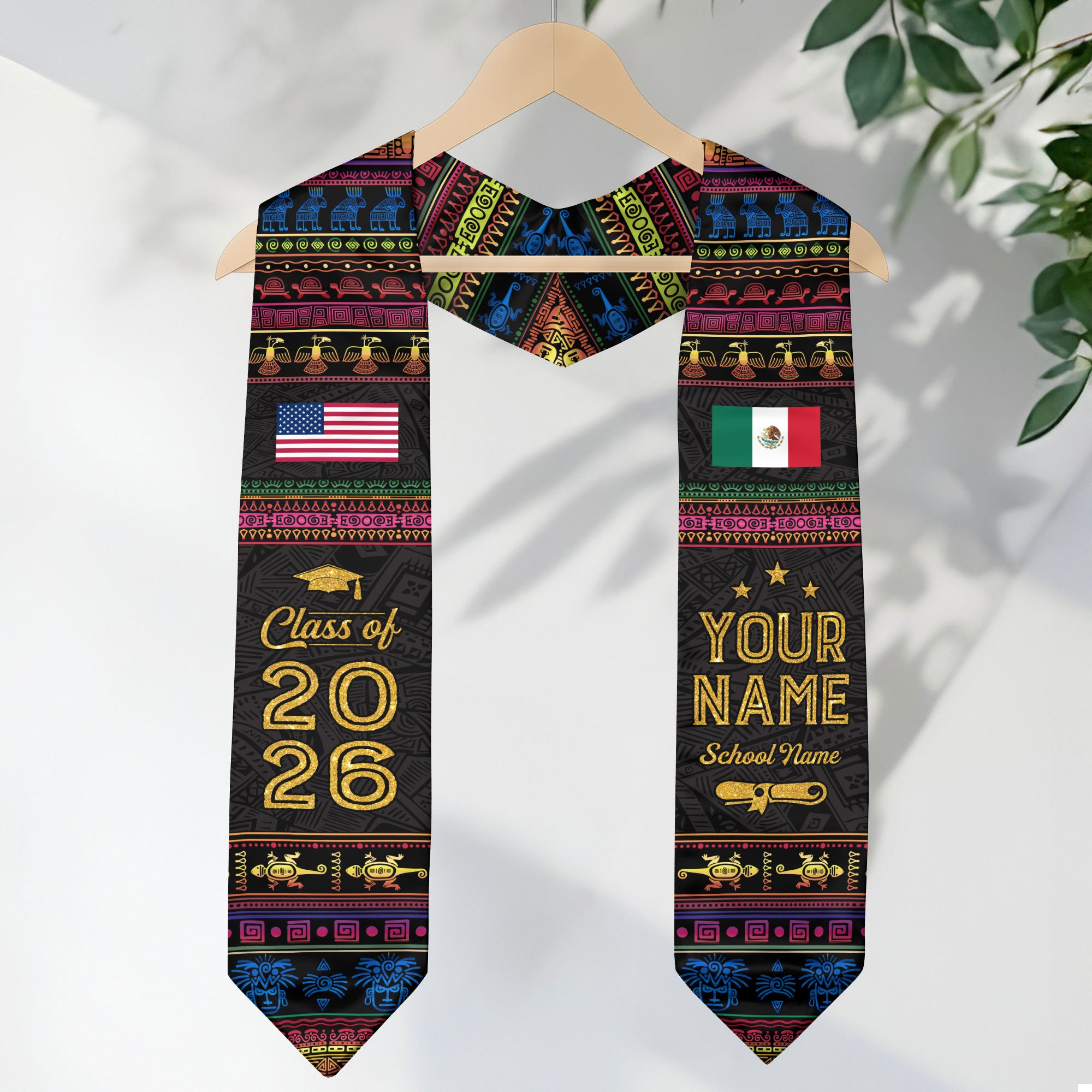 Mexican Graduation Sash 2026, Mexico Graduation Stole, Mexican American Flag Stole 2026