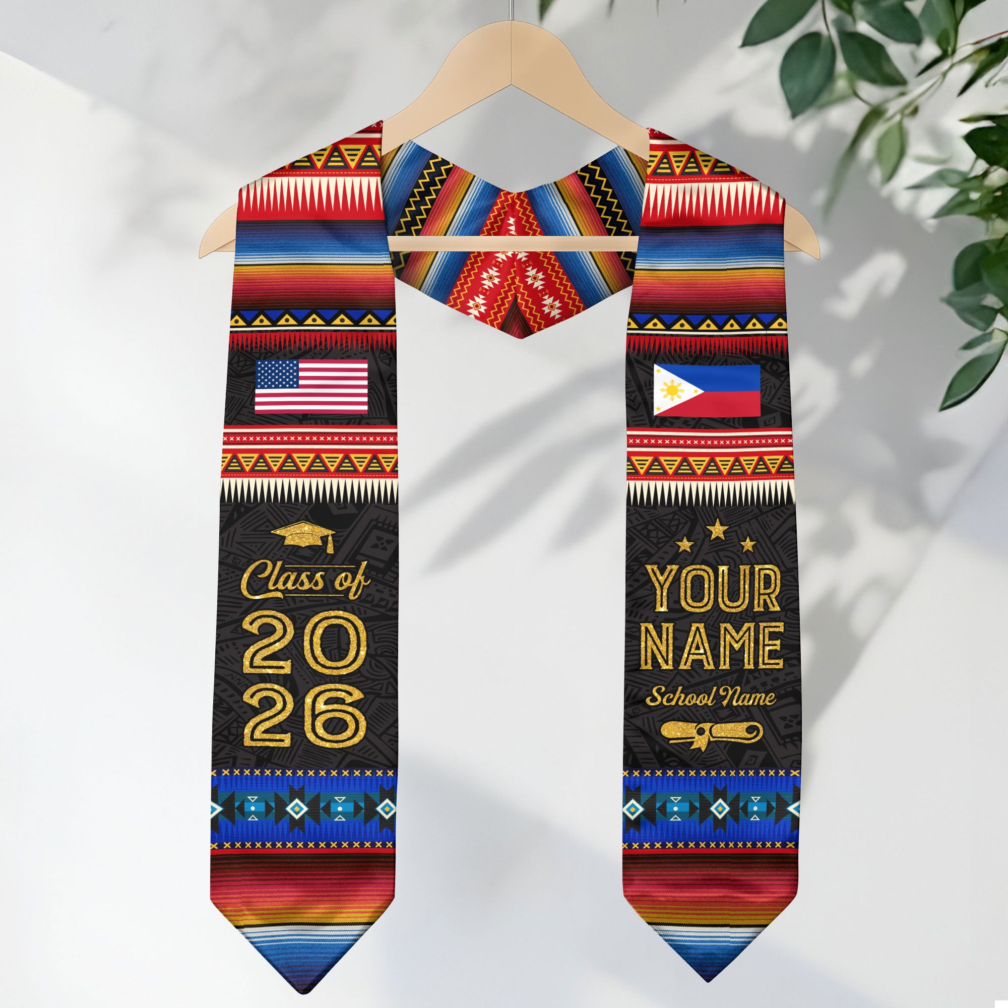 Filipino Graduation Sash 2026, Philippines Flag Graduation Stole, Personalized Detail