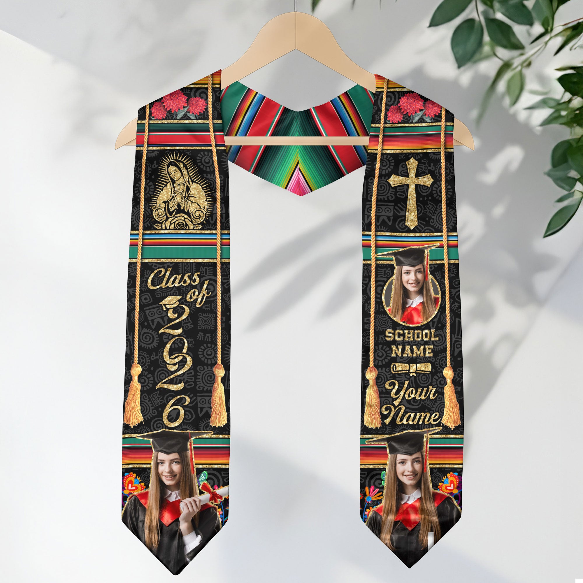 Mexican Graduation Stole 2026, Mexico Flag Sash, Custom Trim Option for Class of 2026