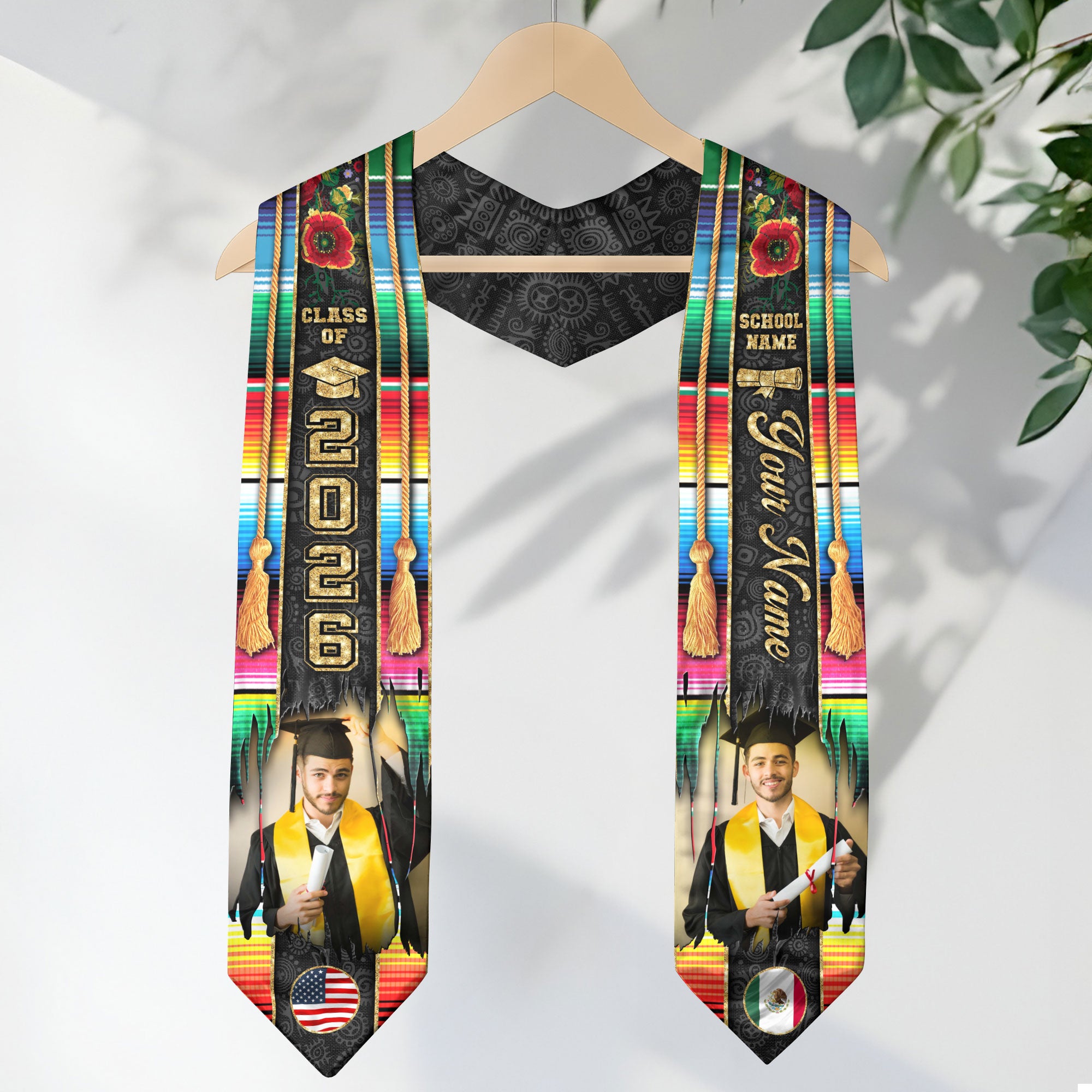 Mexican Graduation Sash 2026, Mexico Graduation Stole, Custom Touch Flag Sash for Grads