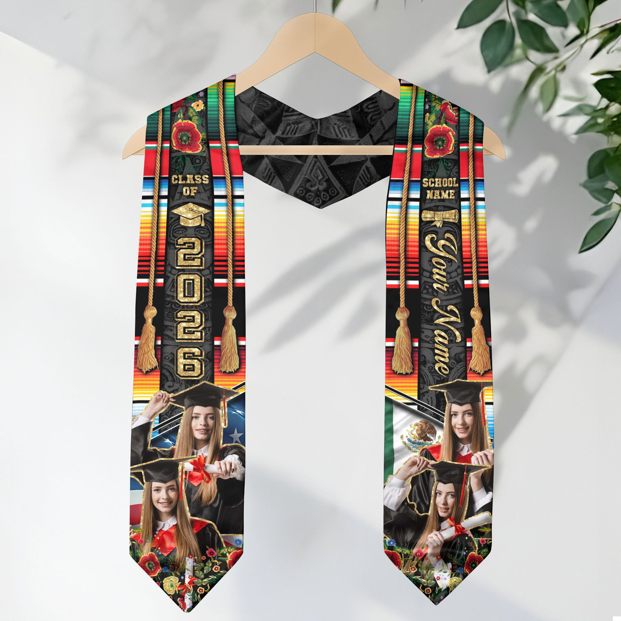 Mexican Flag Graduation Sash 2026, Mexico Graduation Stole, Custom Detail Option 2026