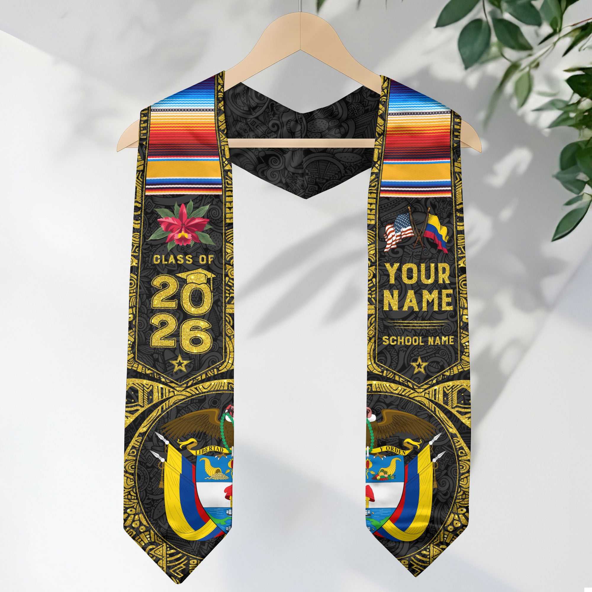 Colombia Graduation Sash 2026, Colombian Flag Graduation Stole, Custom Accent for 2026