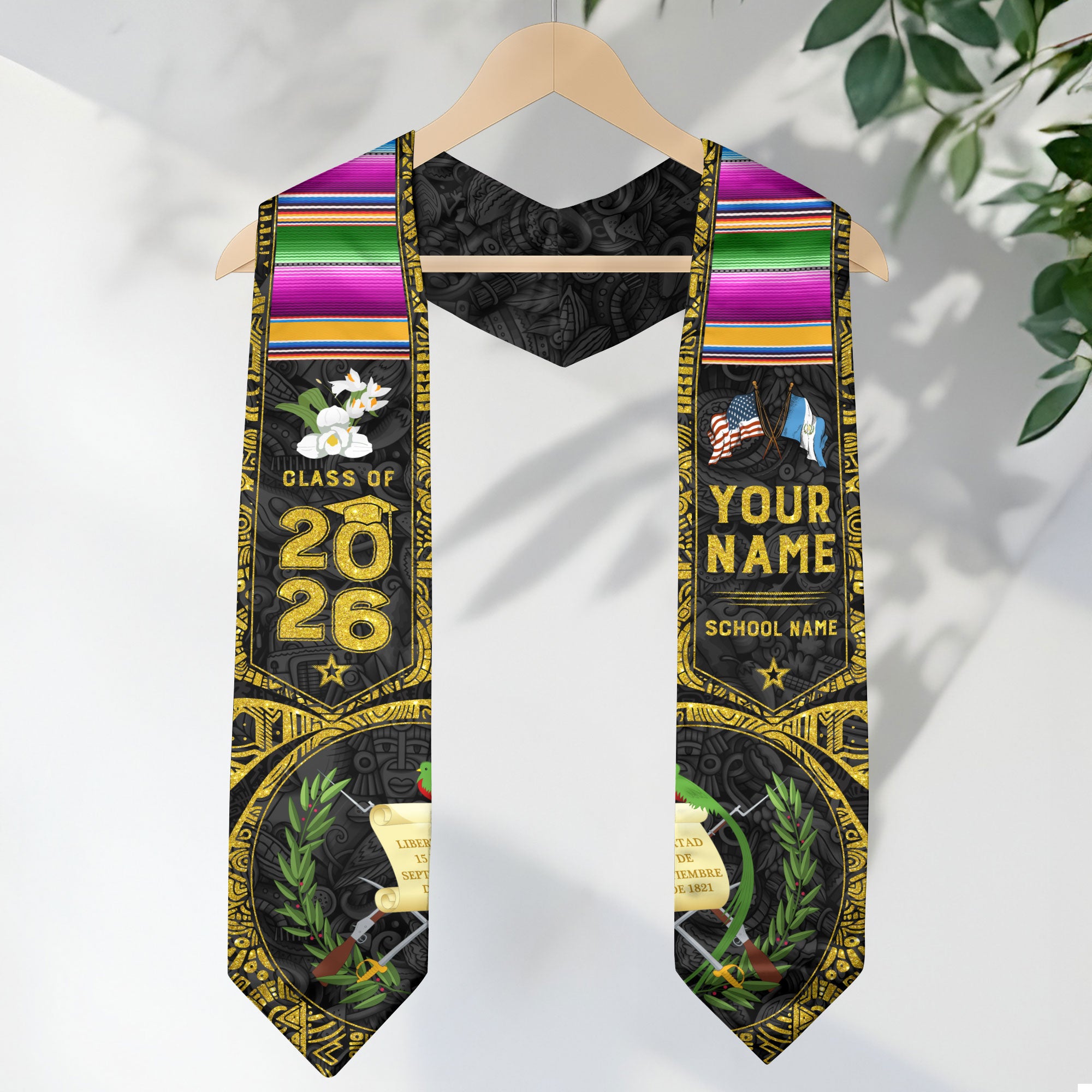 Guatemala Flag Graduation Sash 2026, Guatemala Graduation Stole, Bespoke Touch for Grads