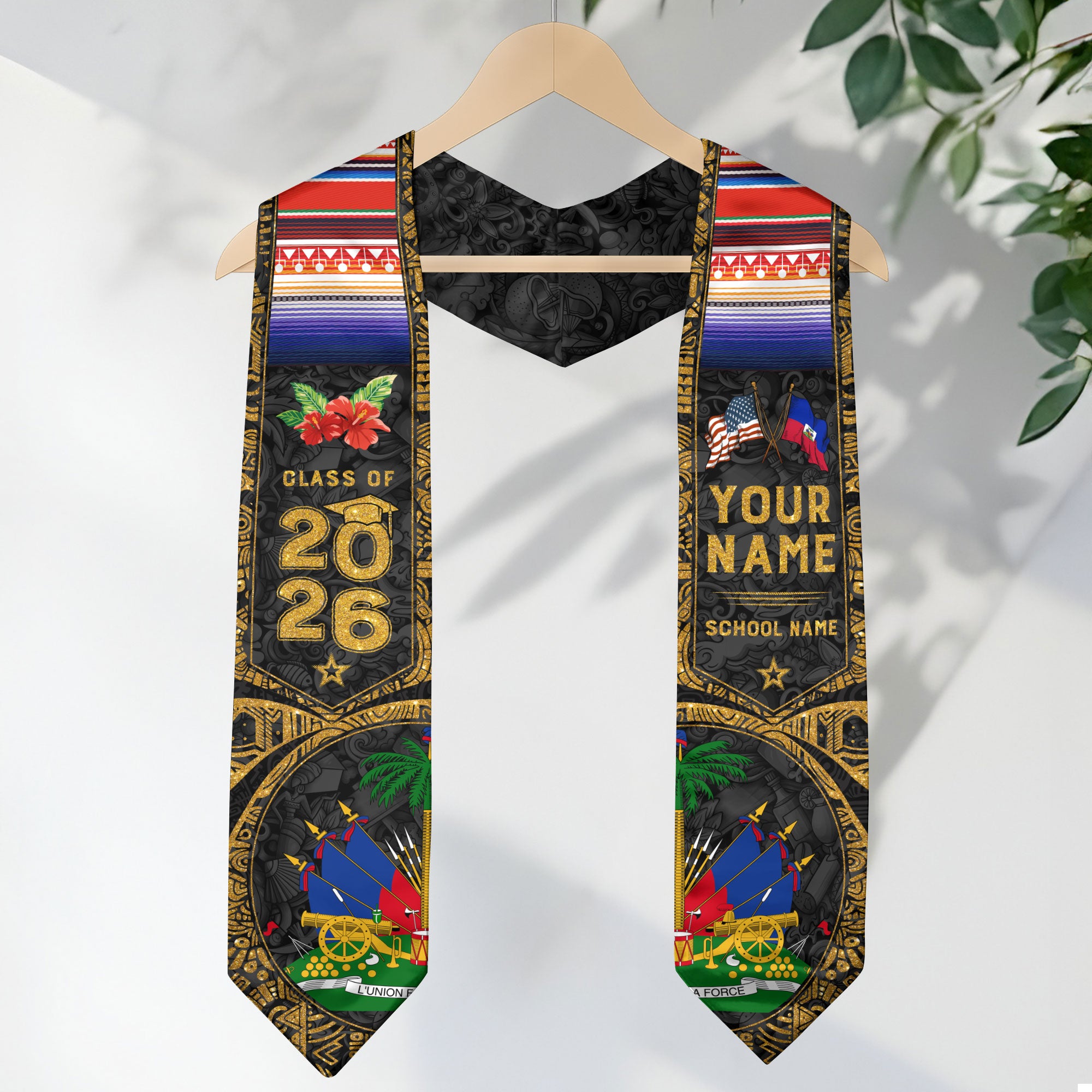 Haiti Graduation Sash 2026, Haitian Flag Graduation Stole, Custom Accent for 2026
