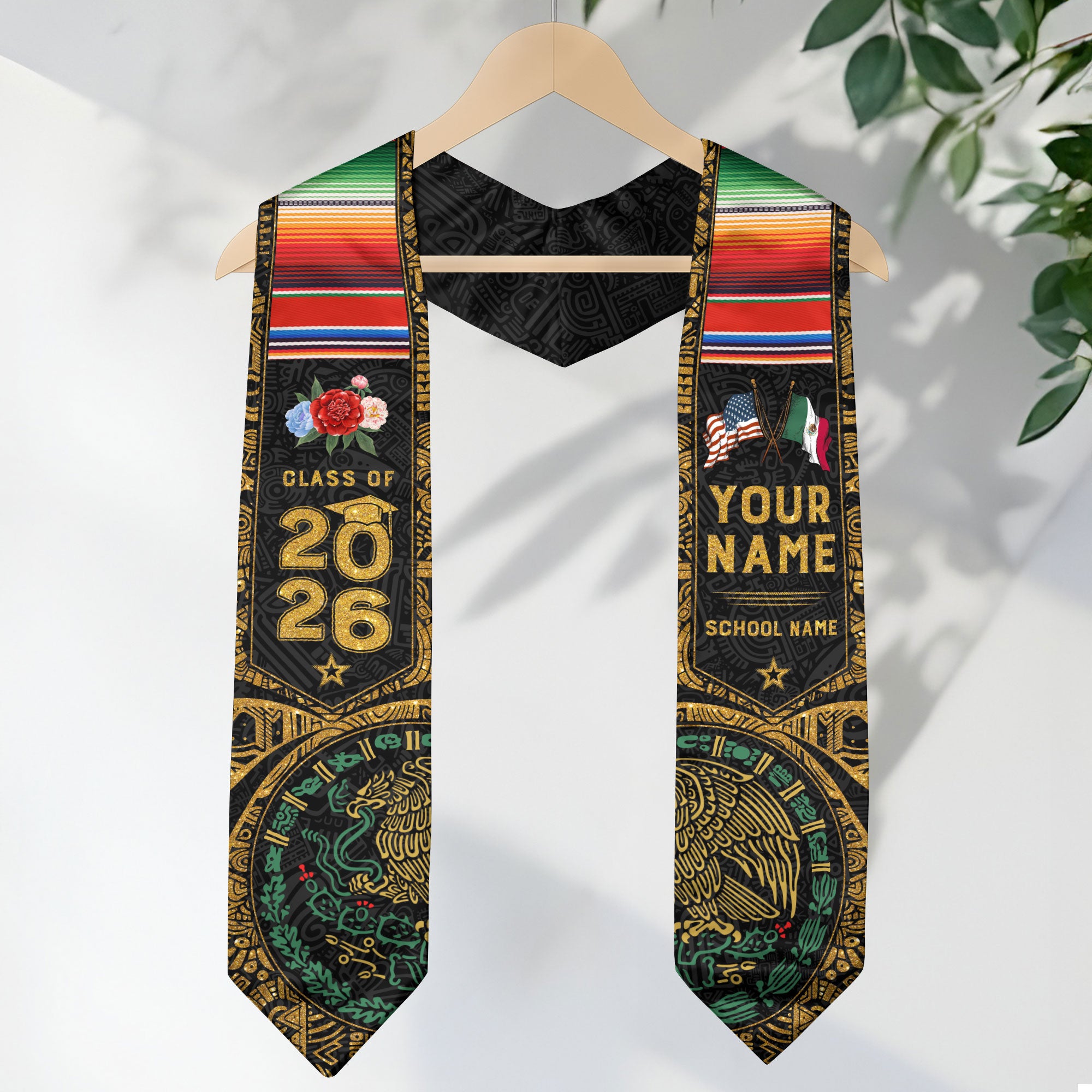 Mexico Graduation Sash 2026, Mexican Flag Graduation Stole, Custom Accent for 2026 Grads