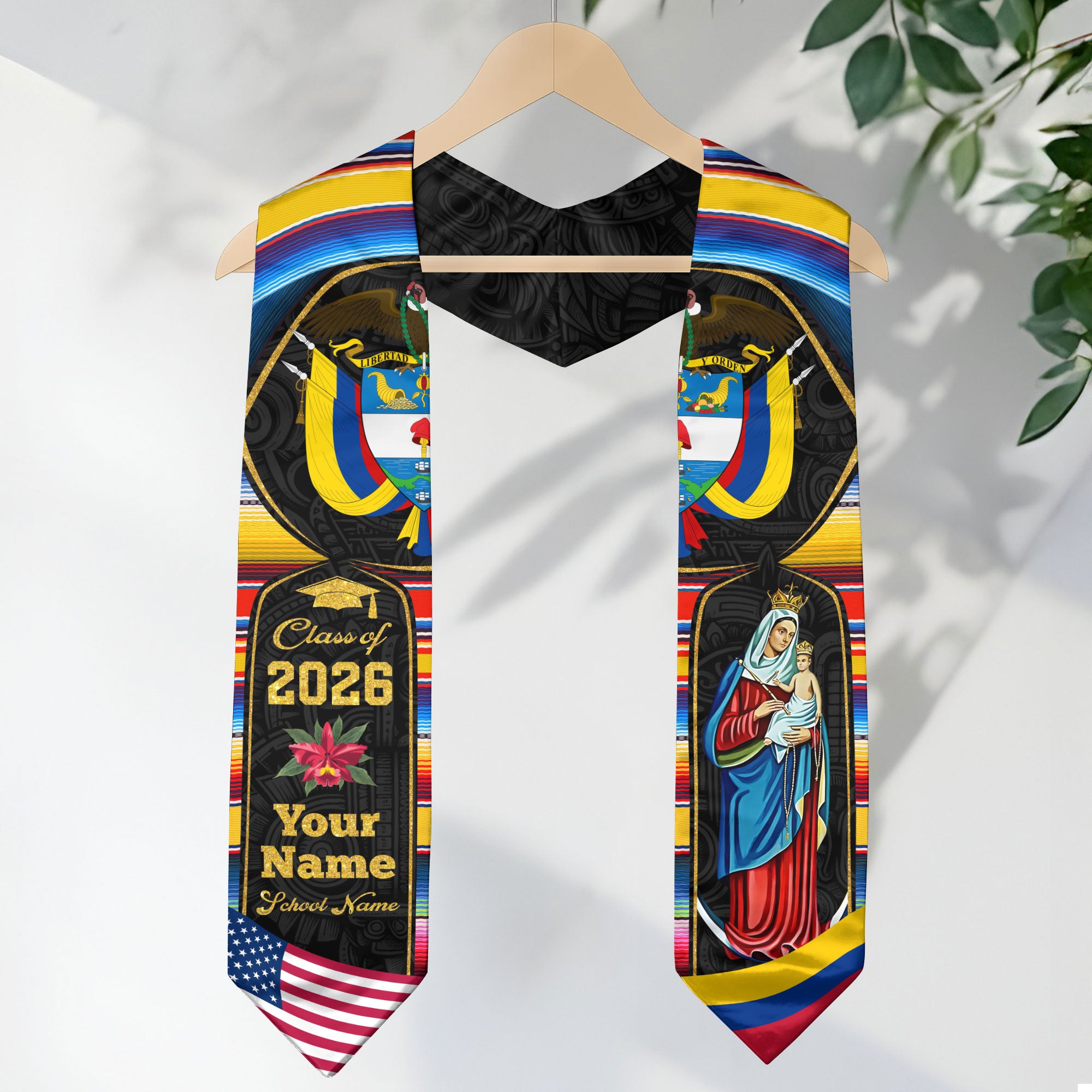 Colombian Graduation Stole 2026, Colombia Flag Sash, Custom Detail Choice for Class of 2026