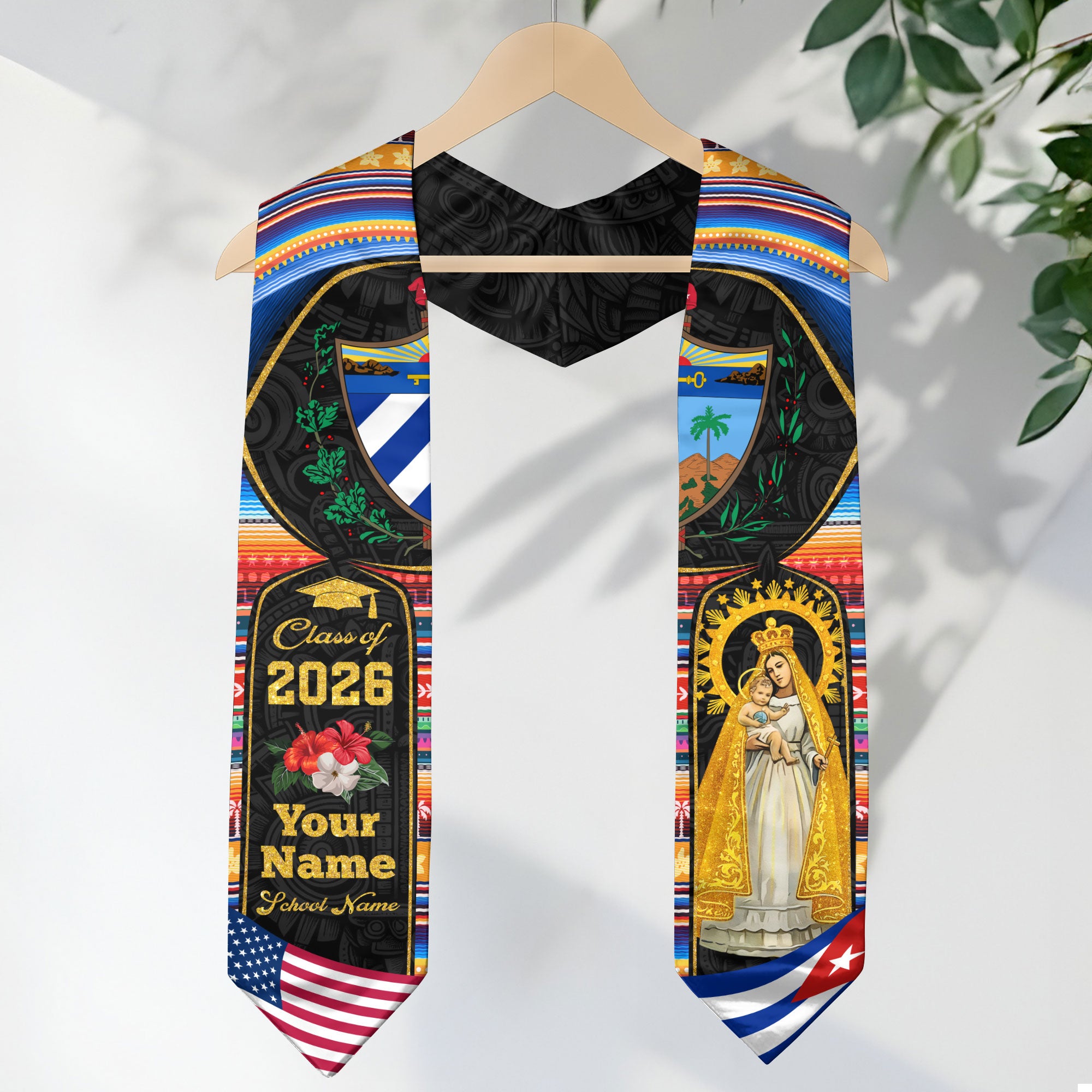 Cuba Graduation Stole 2026, Cuban Flag Sash, Custom-Ready Style for Class of 2026
