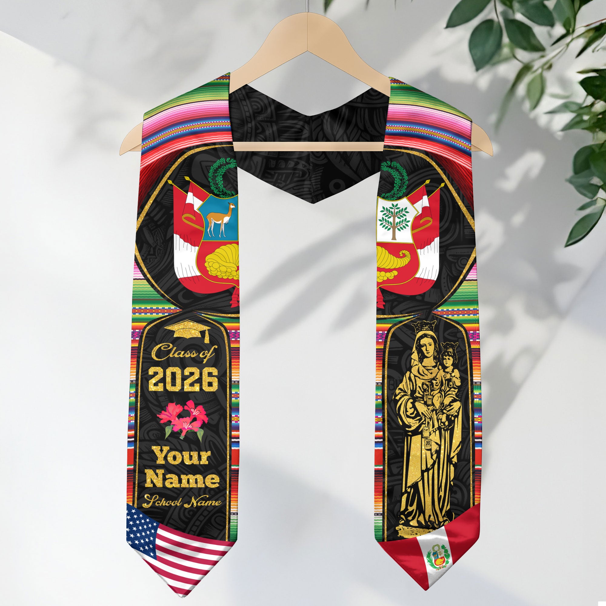 Peruvian Graduation Stole 2026, Peru Flag Sash, Personalized Touch for 2026 Graduates