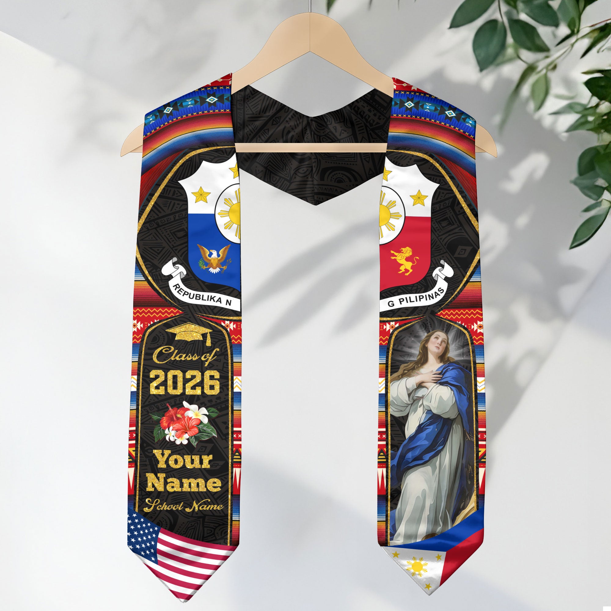 Filipino Flag Graduation Sash 2026, Philippines Graduation Stole, Bespoke Touch for Grads