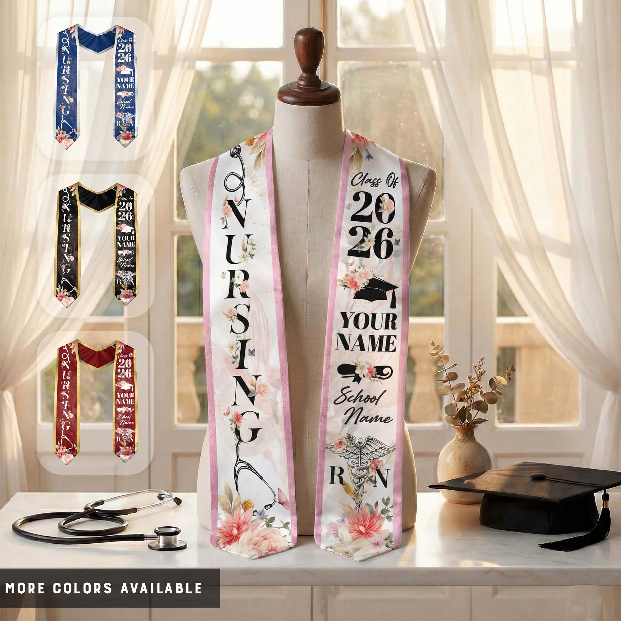 Custom RN Graduation Stole 2026, Nursing Stole Sash for Nurses, Class of 2026 Gift