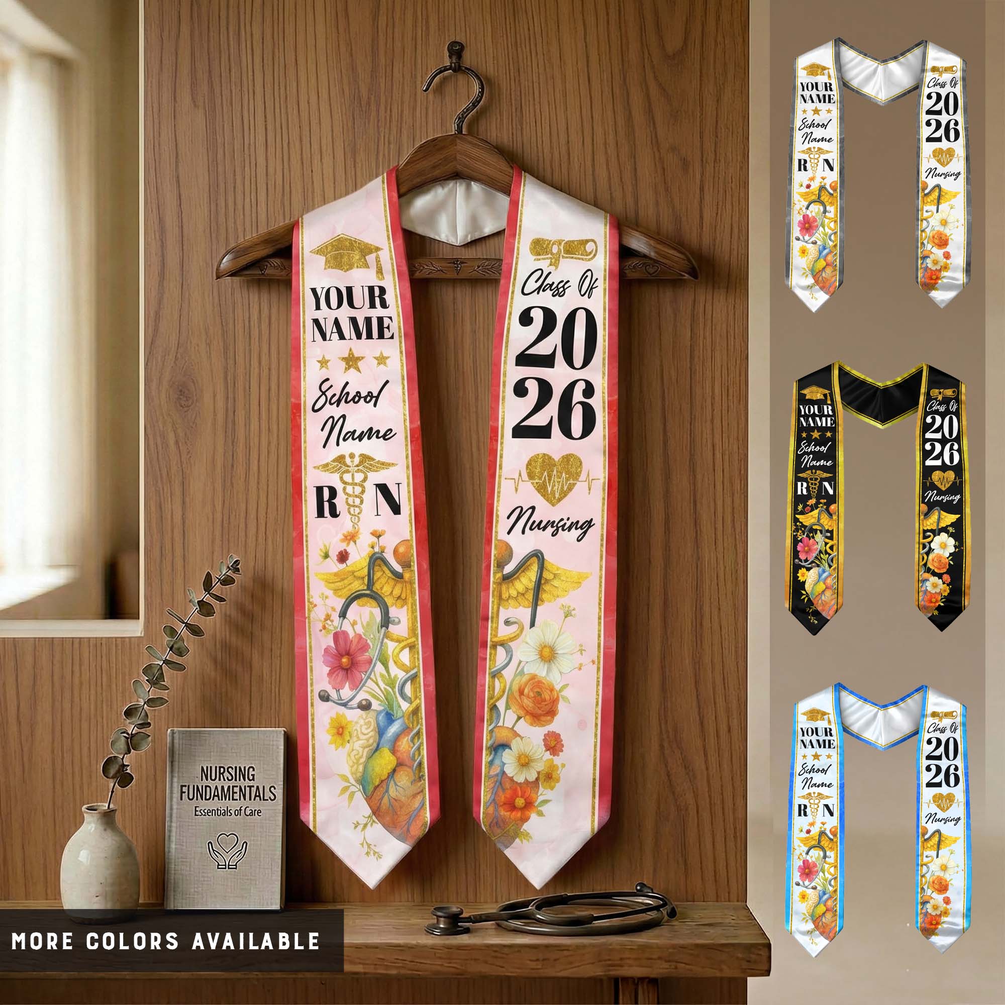 2026 Nursing Graduation Sash, Custom RN Nurse Stole, BSN Style for Class of 2026