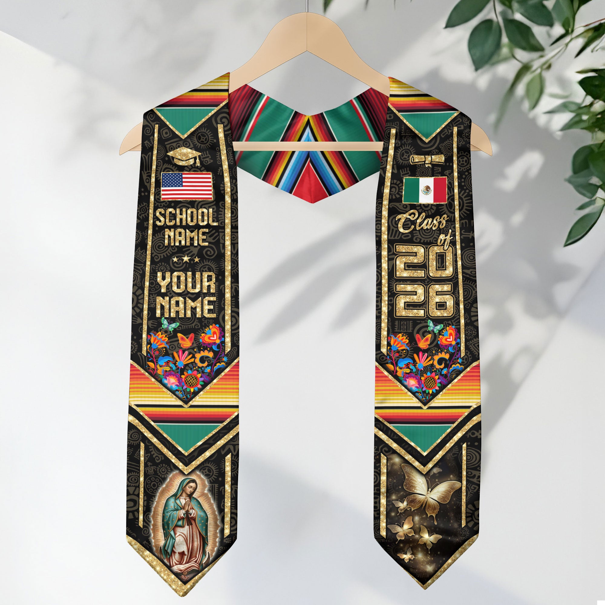 Mexican Graduation Sash 2026, Mexican American Flag Sash, Mexico Graduation Stole