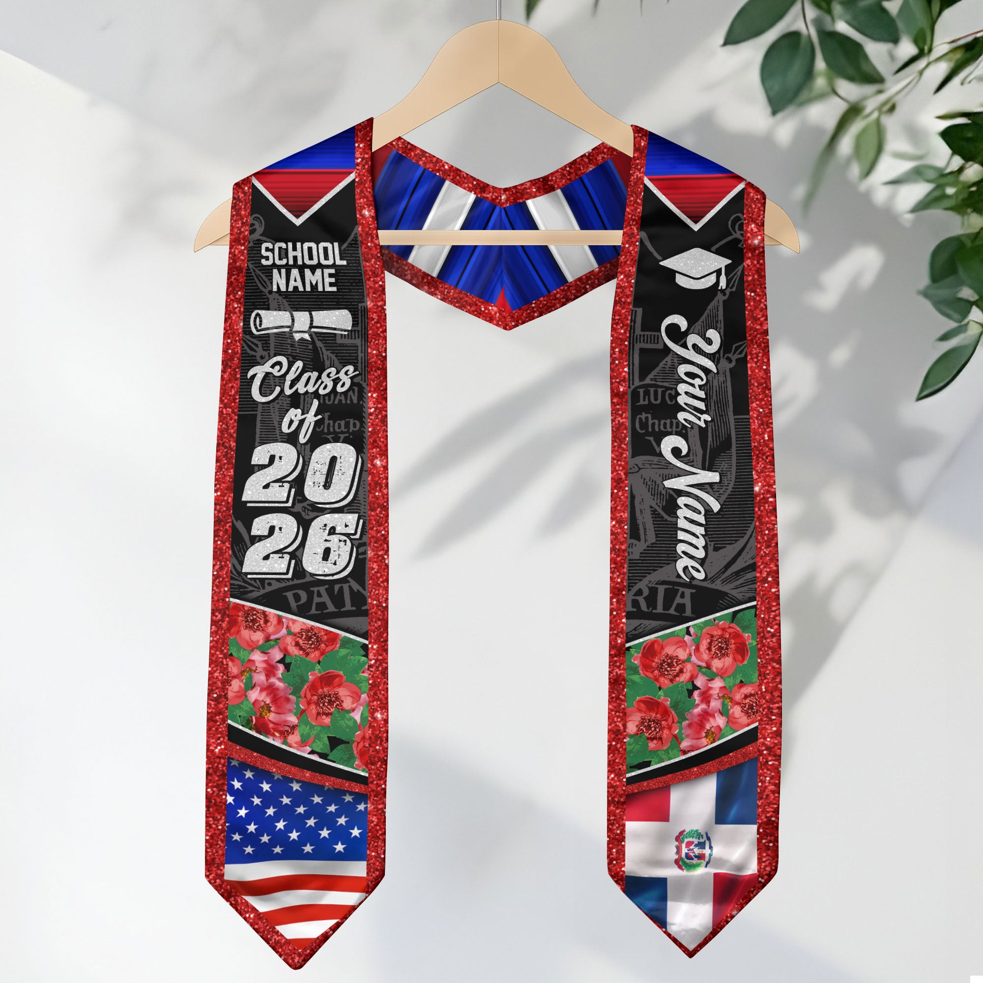 Dominican Flag Graduation Sash 2026, Dominican Stole, Bespoke Touch Grad Accessory