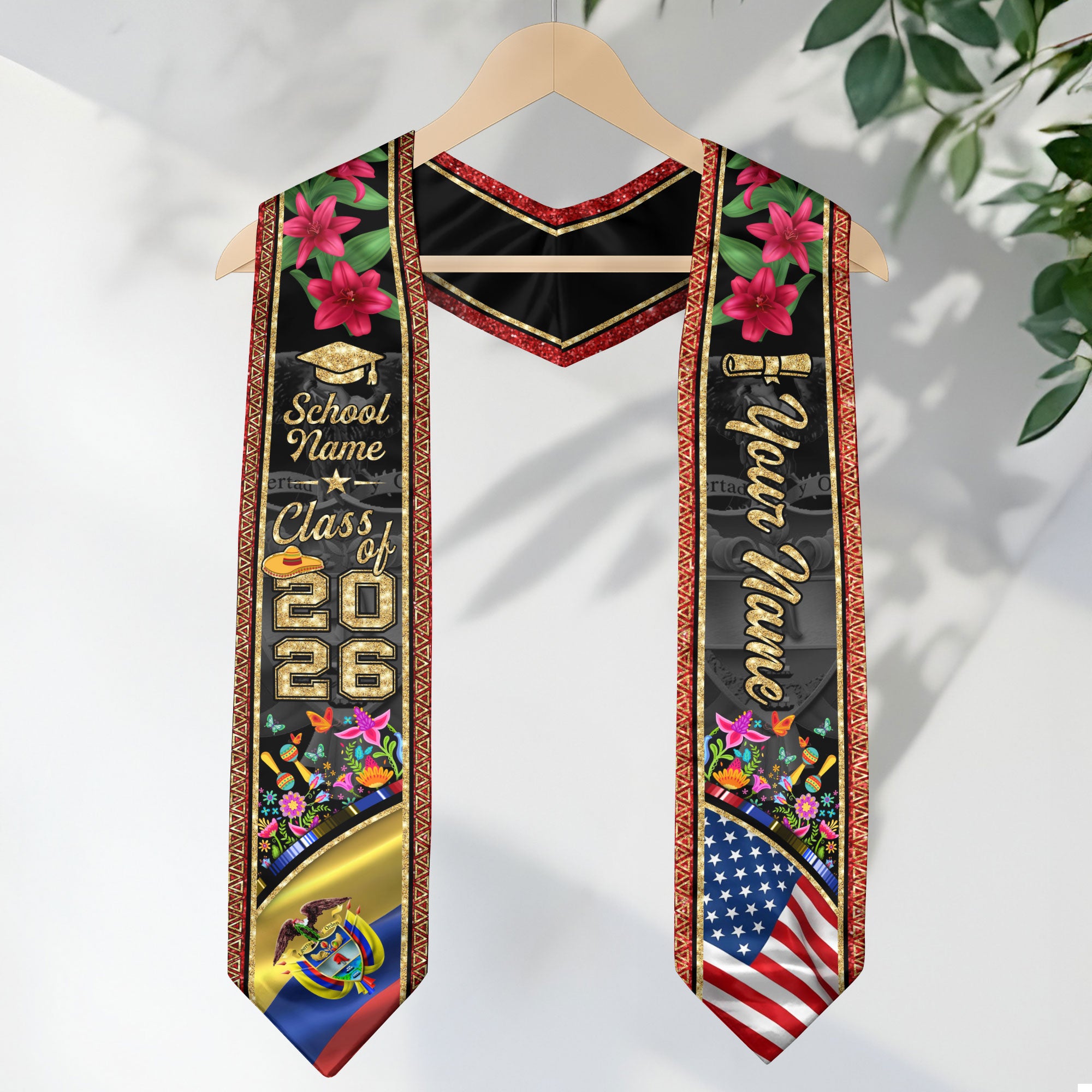 Colombia Graduation Sash 2026, Colombian Flag Stole, Signature Finish for Graduates