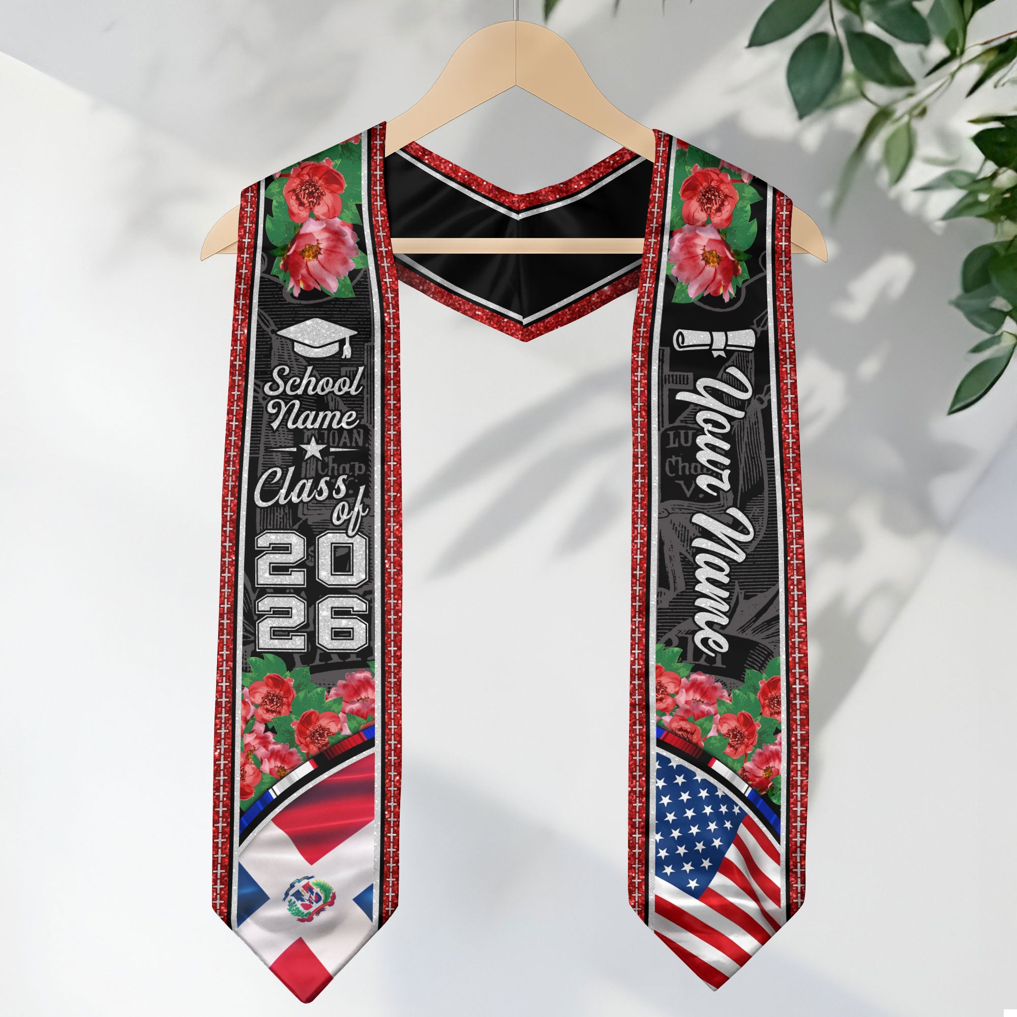 Class of 2026 Dominican Graduation Sash, Dominican Flag Stole, Custom-Ready Style