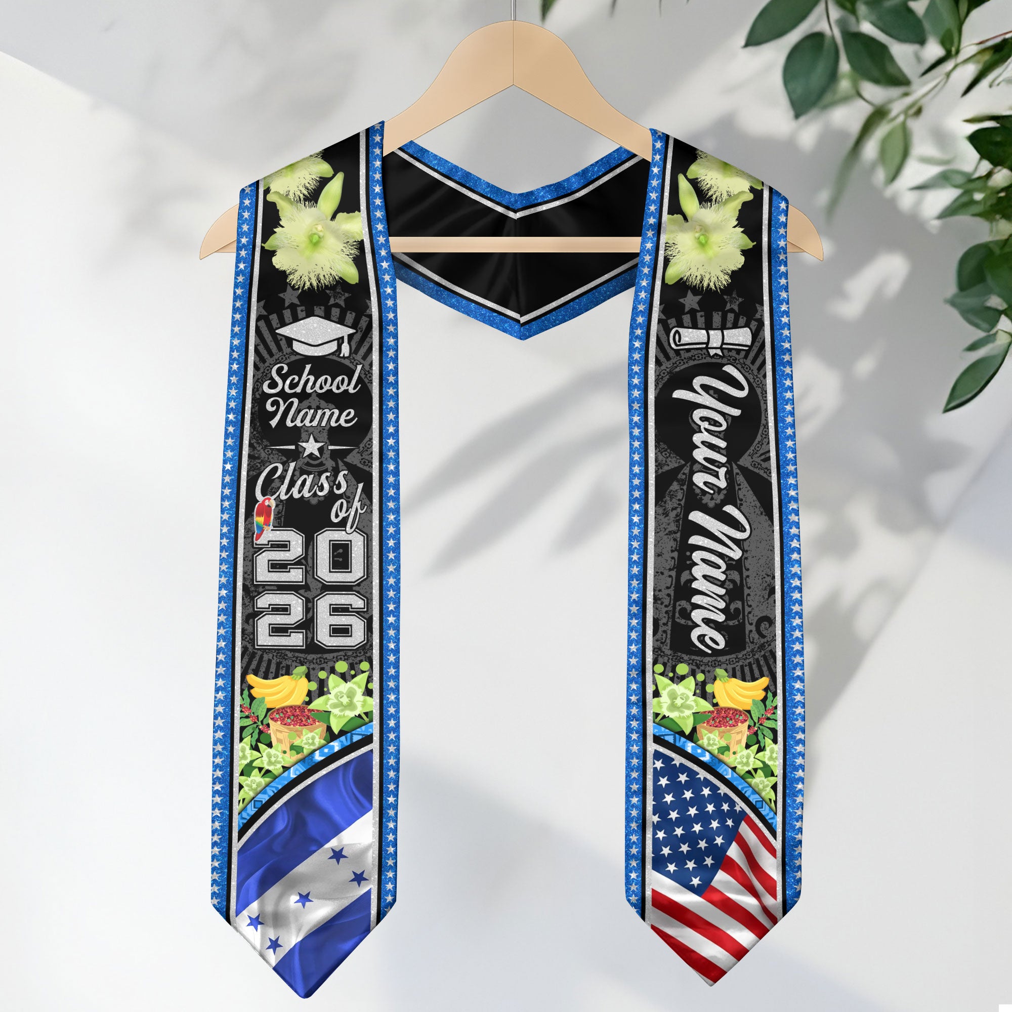 Honduras Graduation Sash 2026, Honduran Flag Stole, Signature Finish for Graduates
