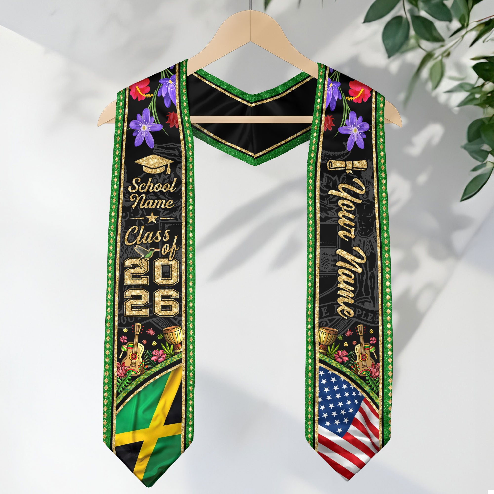 Jamaica Graduation Sash 2026, Jamaican Flag Stole, Signature Finish for Graduates