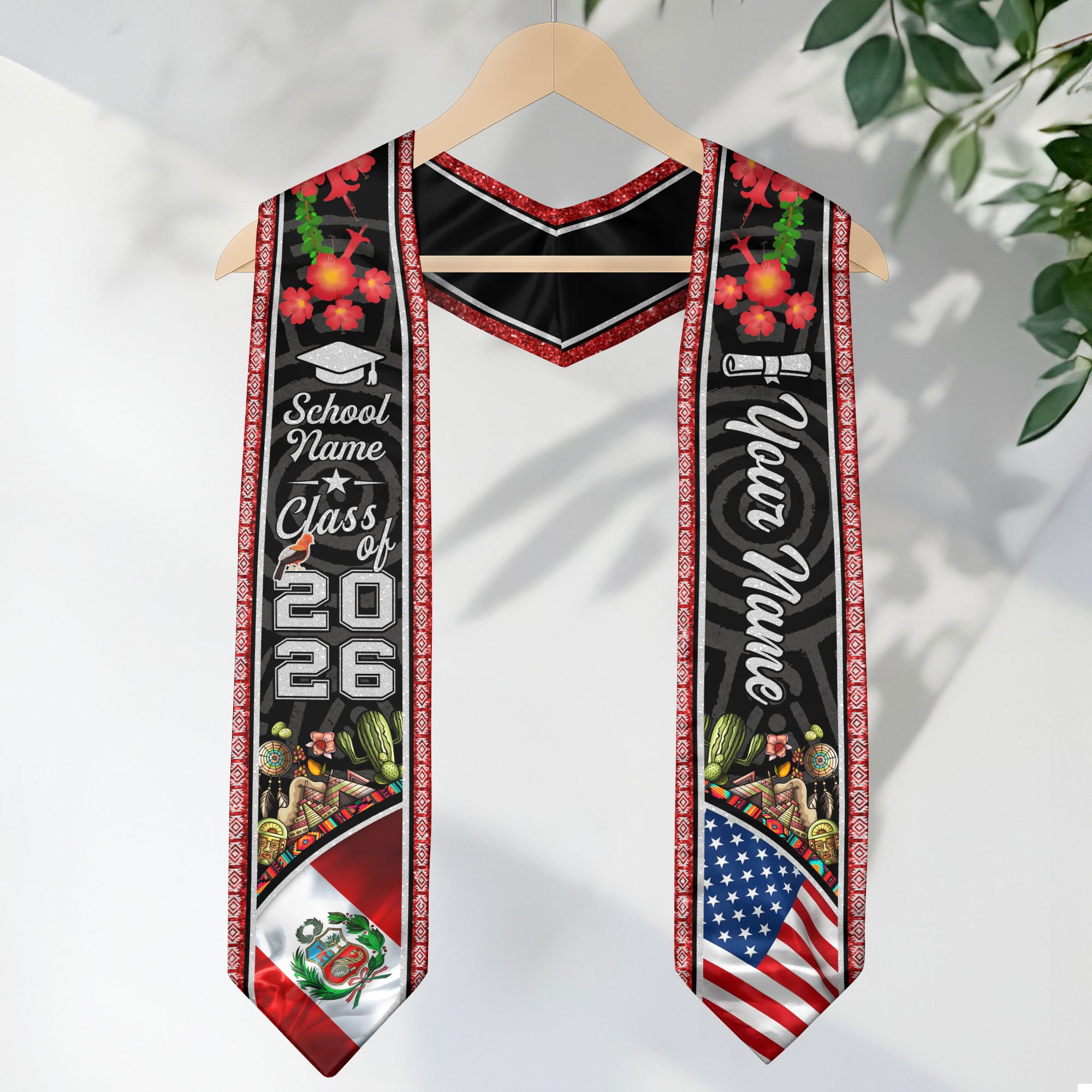 Peru Graduation Sash 2026, Peruvian Flag Stole, Signature Finish for 2026 Graduates