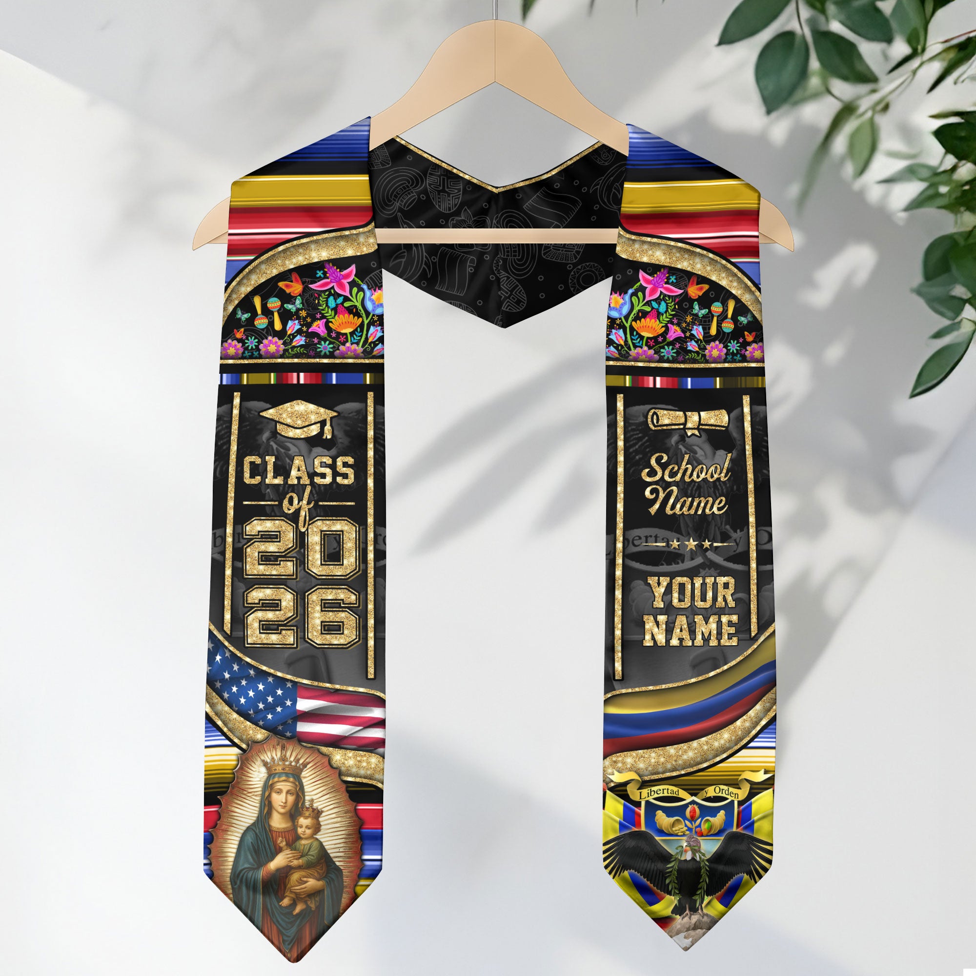 Class of 2026 Colombia Graduation Stole, Colombian Flag Sash Stole, Bespoke Touch