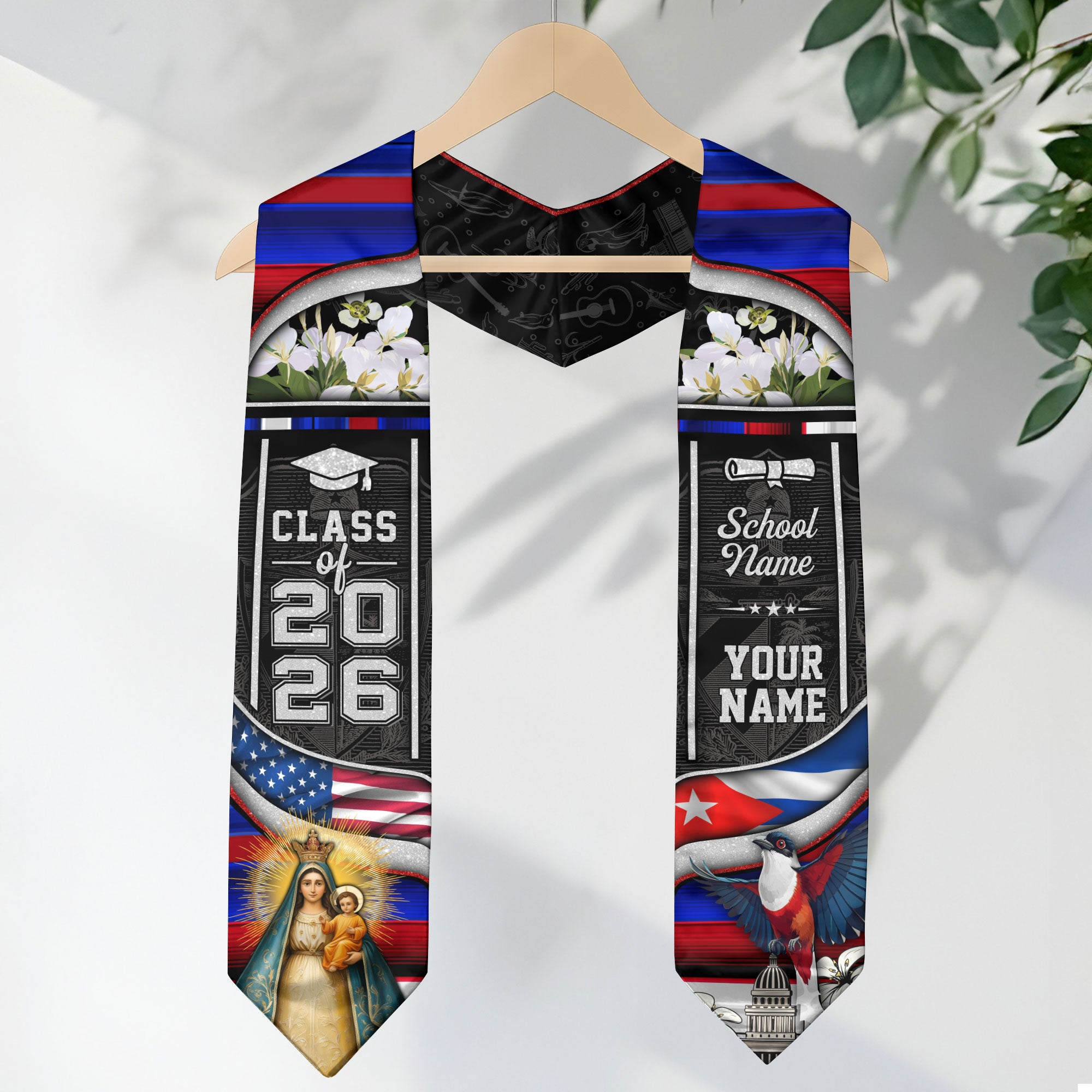 Cuban Flag Graduation Sash 2026, Cuba Graduation Stole, Tailored Finish for Grads