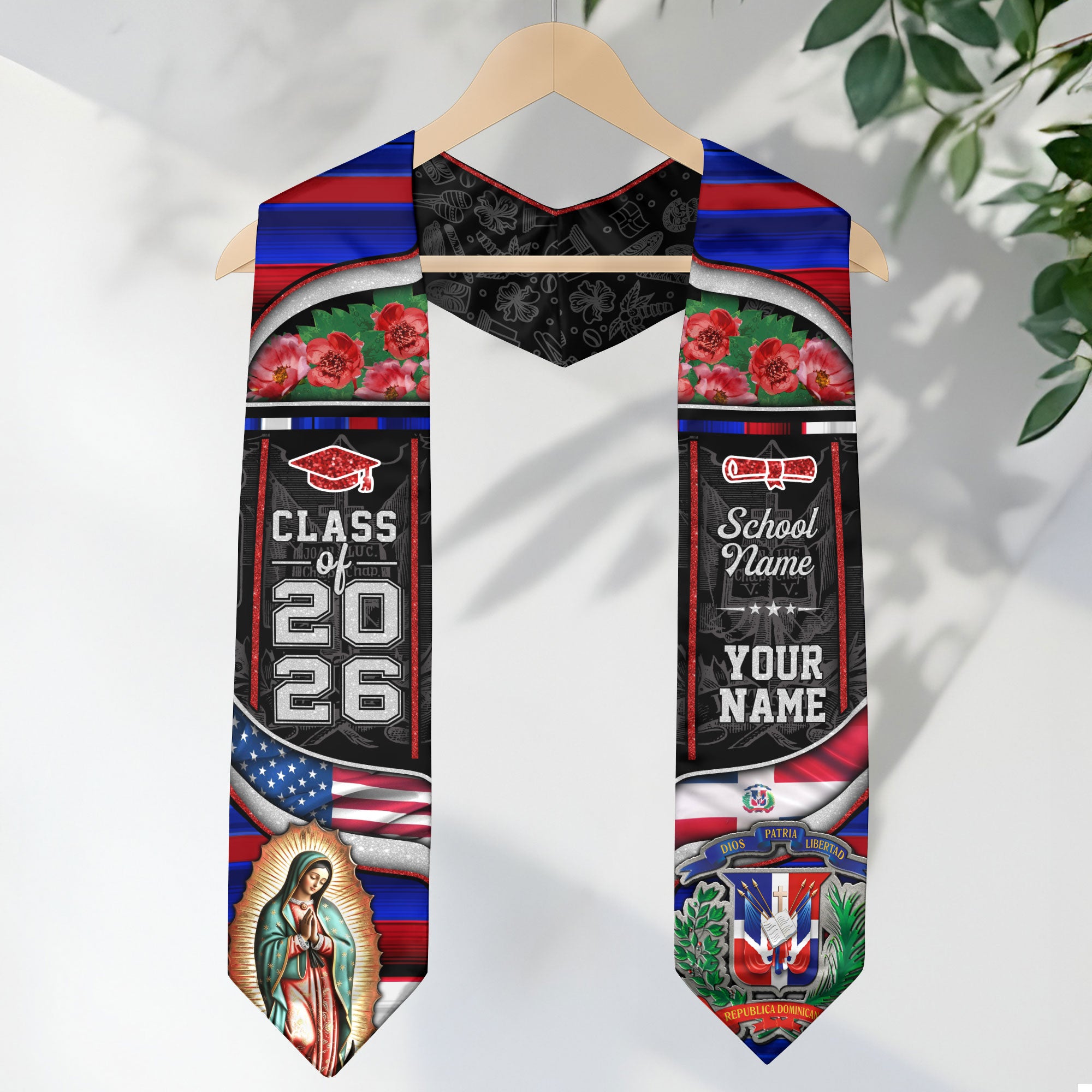 Dominican Graduation Stole 2026, Dominican Flag Sash, Personalized Touch for Graduates