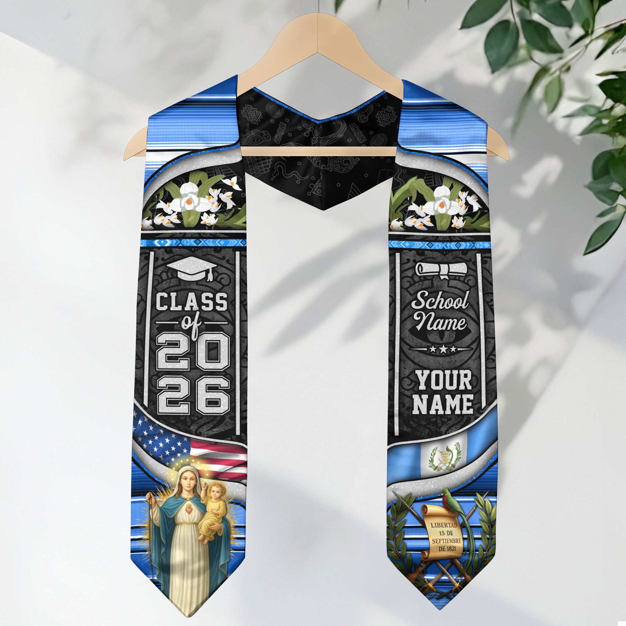 Class of 2026 Guatemala Graduation Stole, Guatemalan Flag Sash Stole, Bespoke Touch