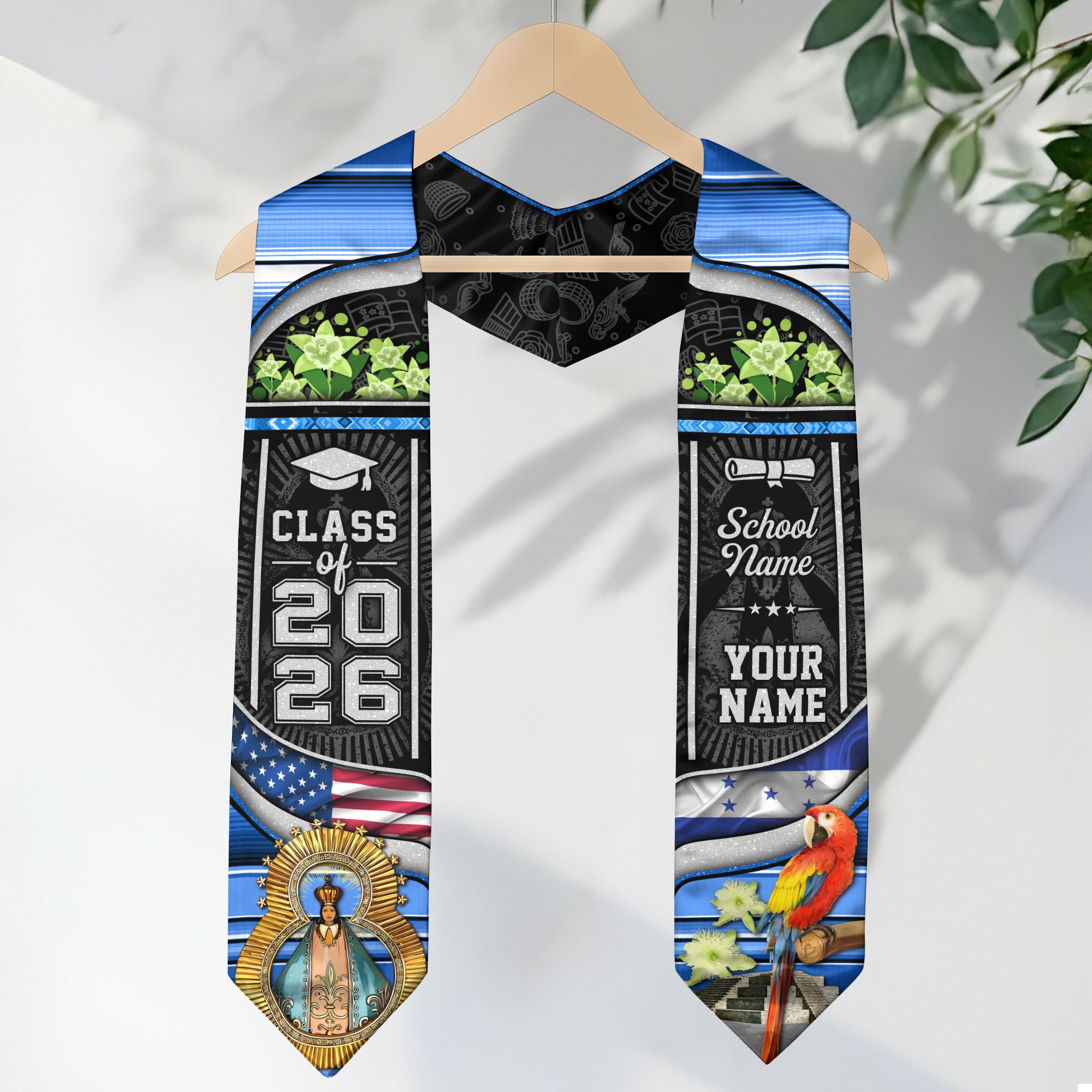 Class of 2026 Honduras Graduation Stole, Honduran Flag Sash Stole, Bespoke Touch