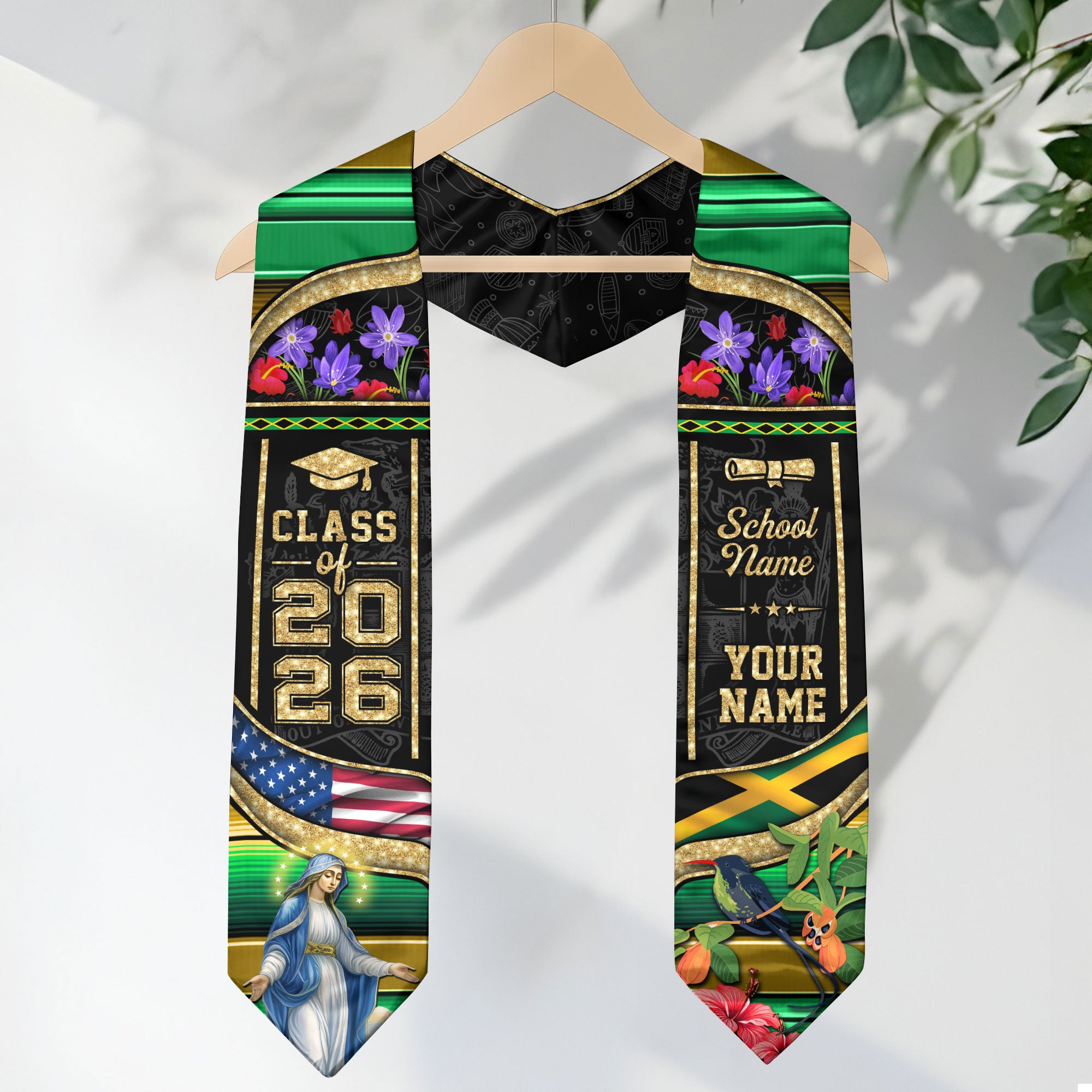 Class of 2026 Jamaica Graduation Stole, Jamaican Flag Sash Stole, Bespoke Touch 2026