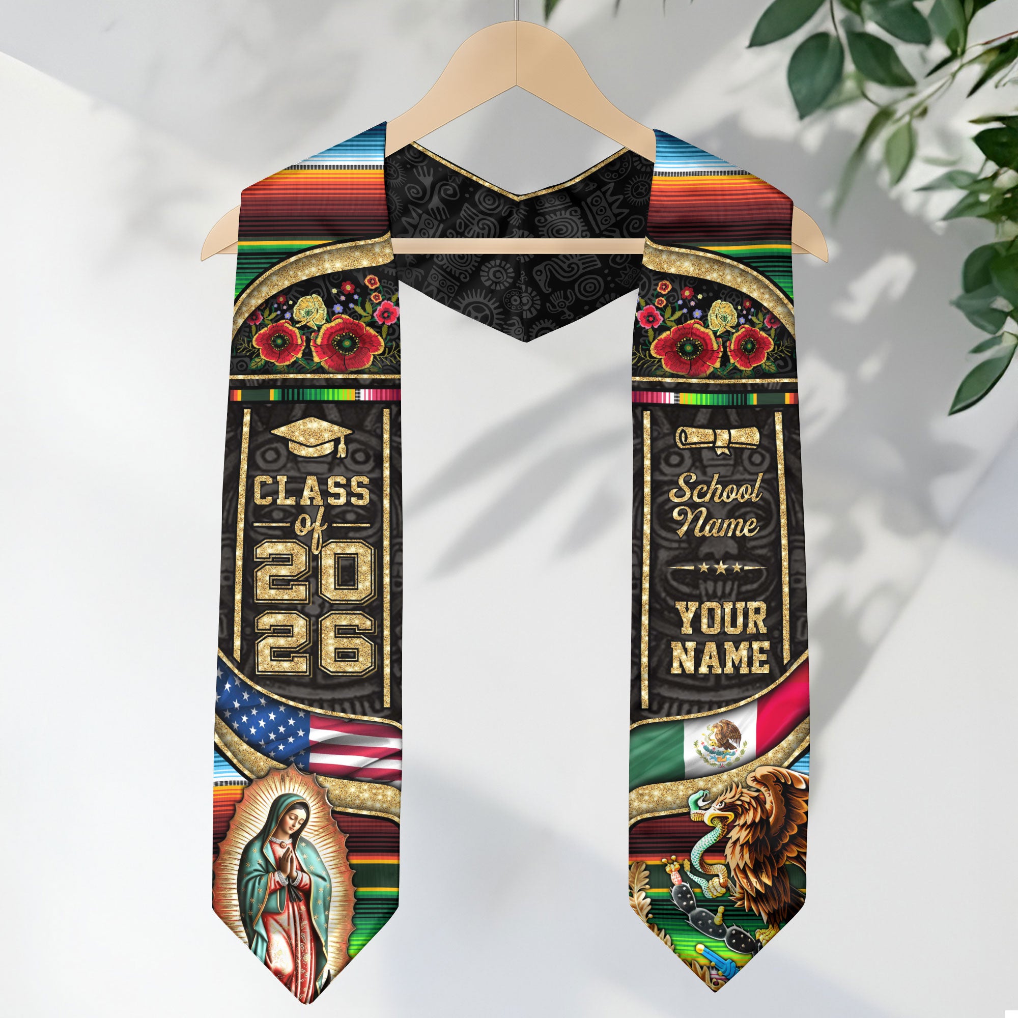 Mexican Stole 2026, Mexico Graduation Stole, Mexican Graduation Sash, Mexican American Flag