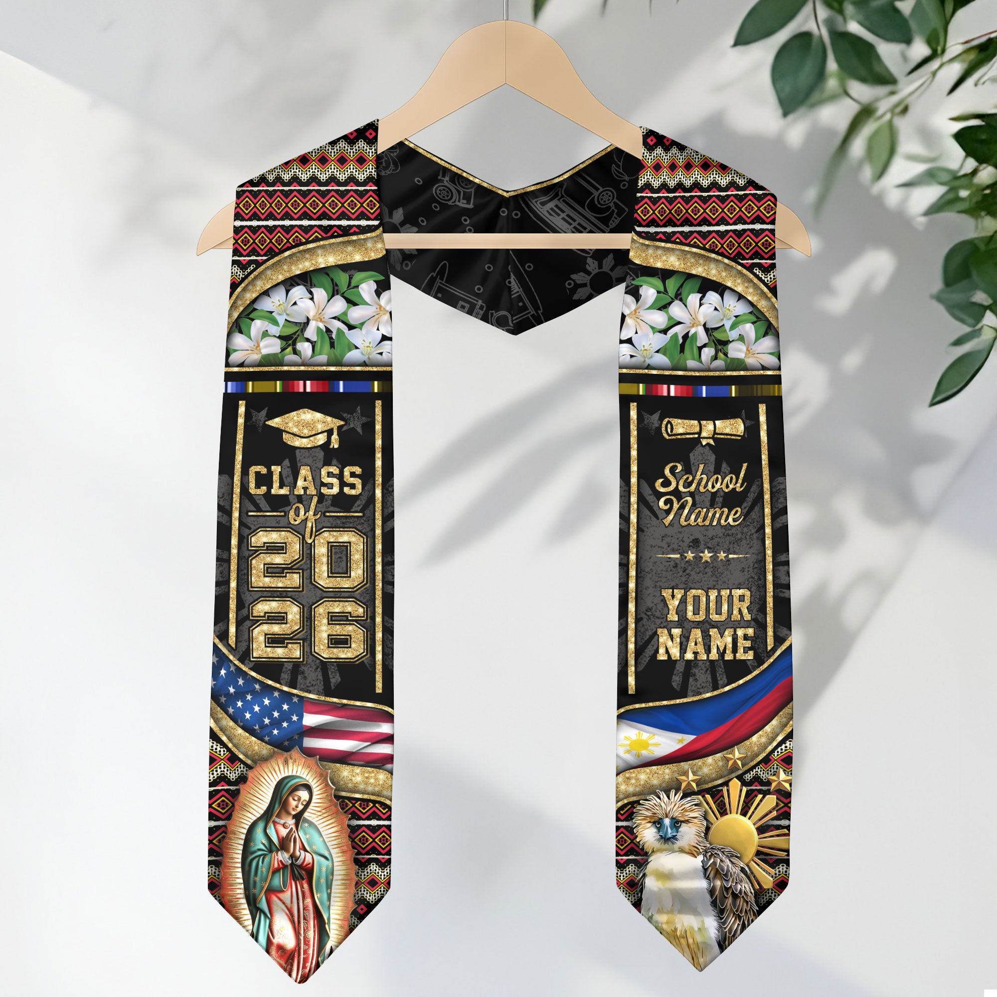 Filipino Graduation Sash 2026, Philippines Flag Graduation Stole, Tailored Detail for Grads