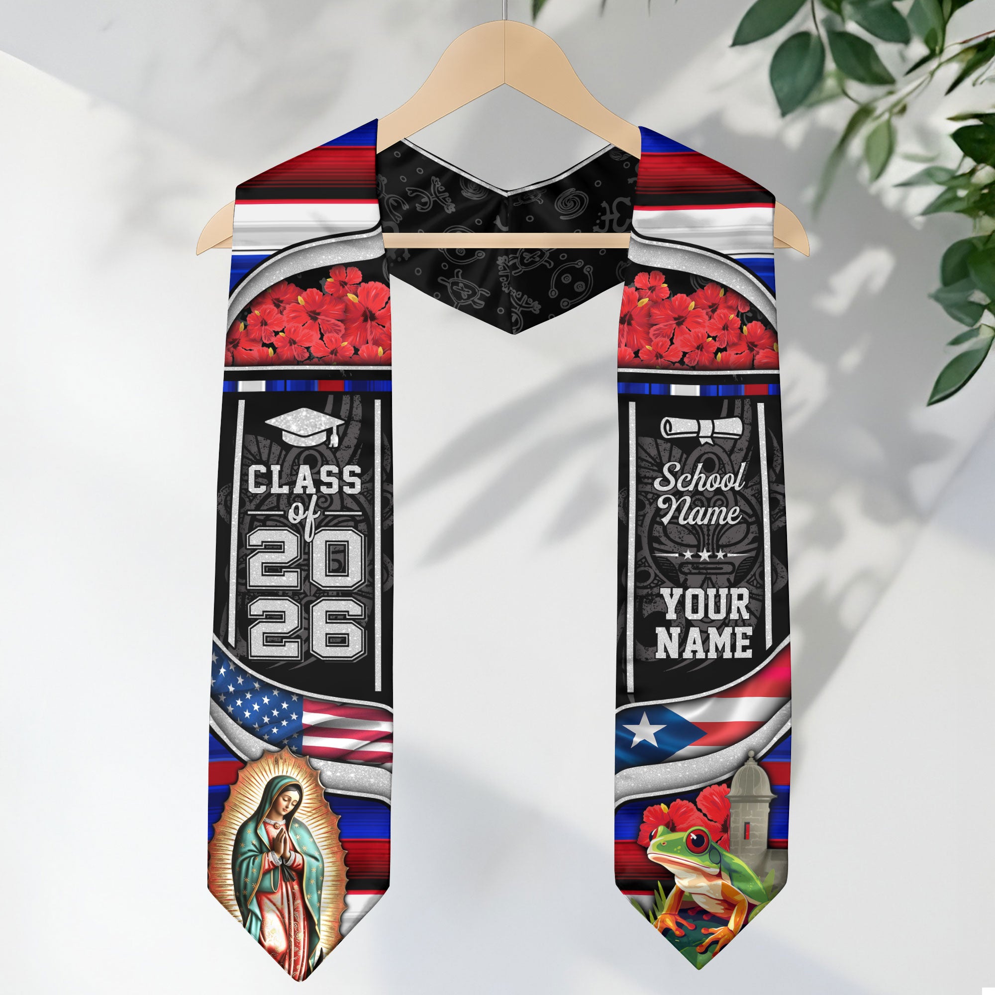 Puerto Rican Graduation Stole 2026, Puerto Rico Flag Sash, Personalized Touch for 2026