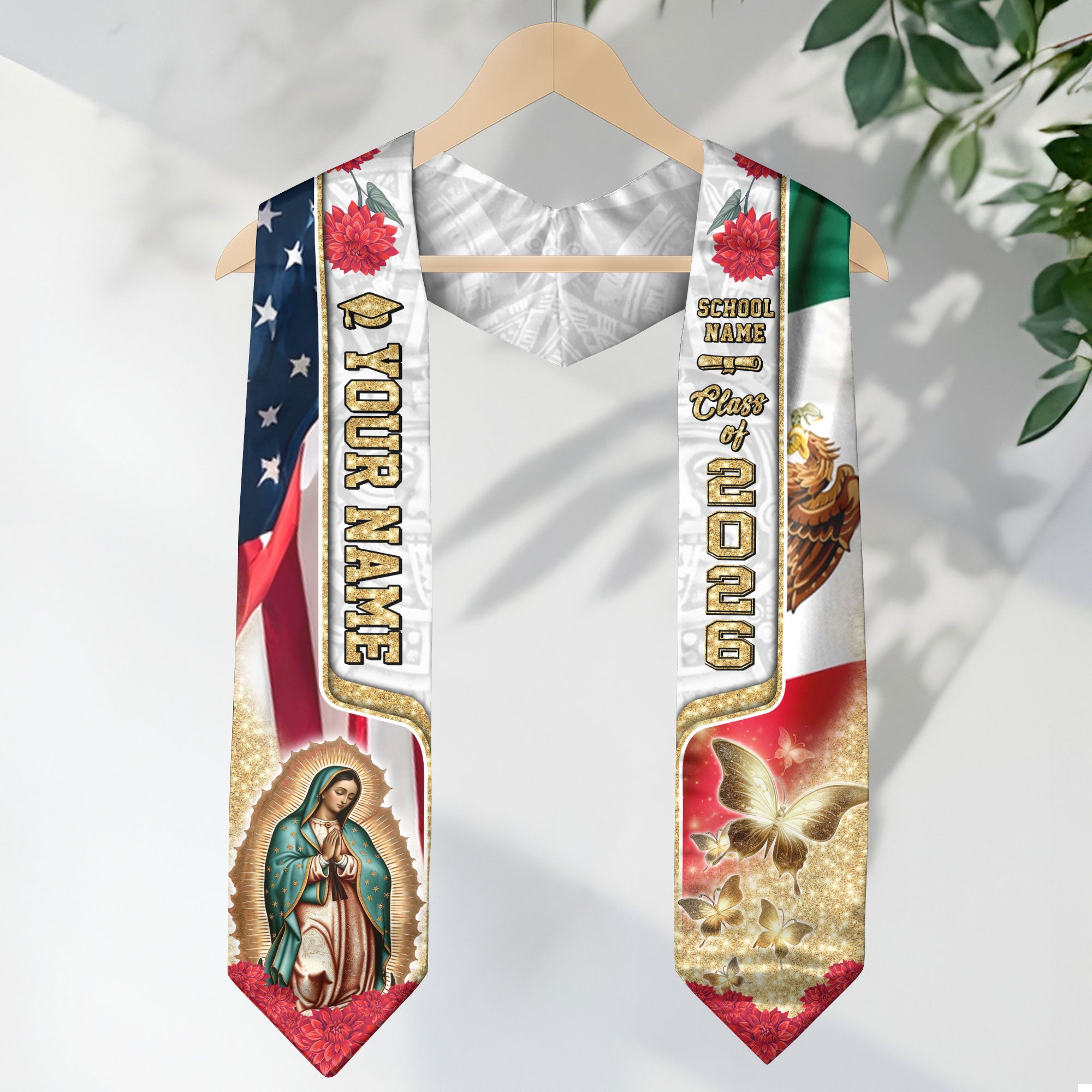 Mexican Grad Sash 2026, Mexican American Flag Sash, Mexican Stole, Mexico Graduation Stole